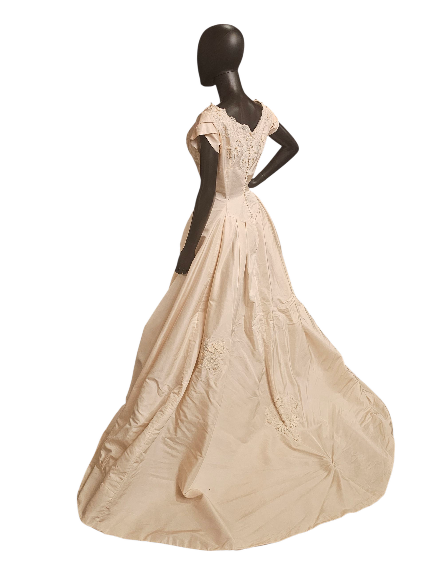 Vintage 50's Cream Silk Wedding Gown