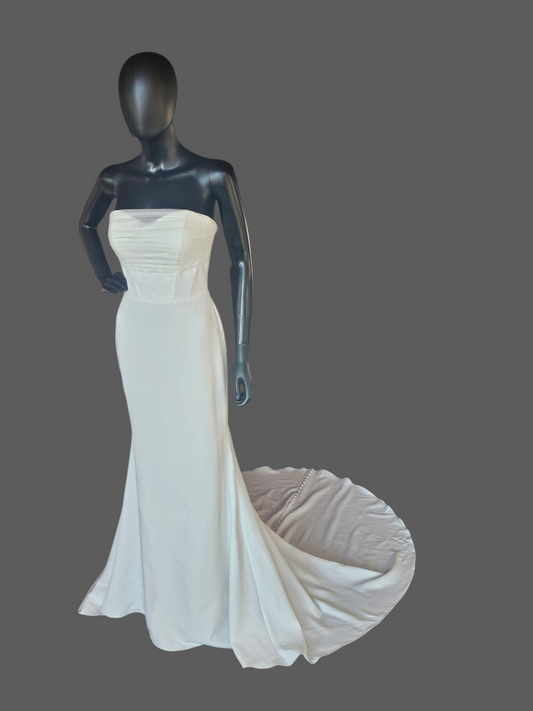 NWT Ivory Stretch Crepe Sheath Wedding Gown  - Wilderly Bride