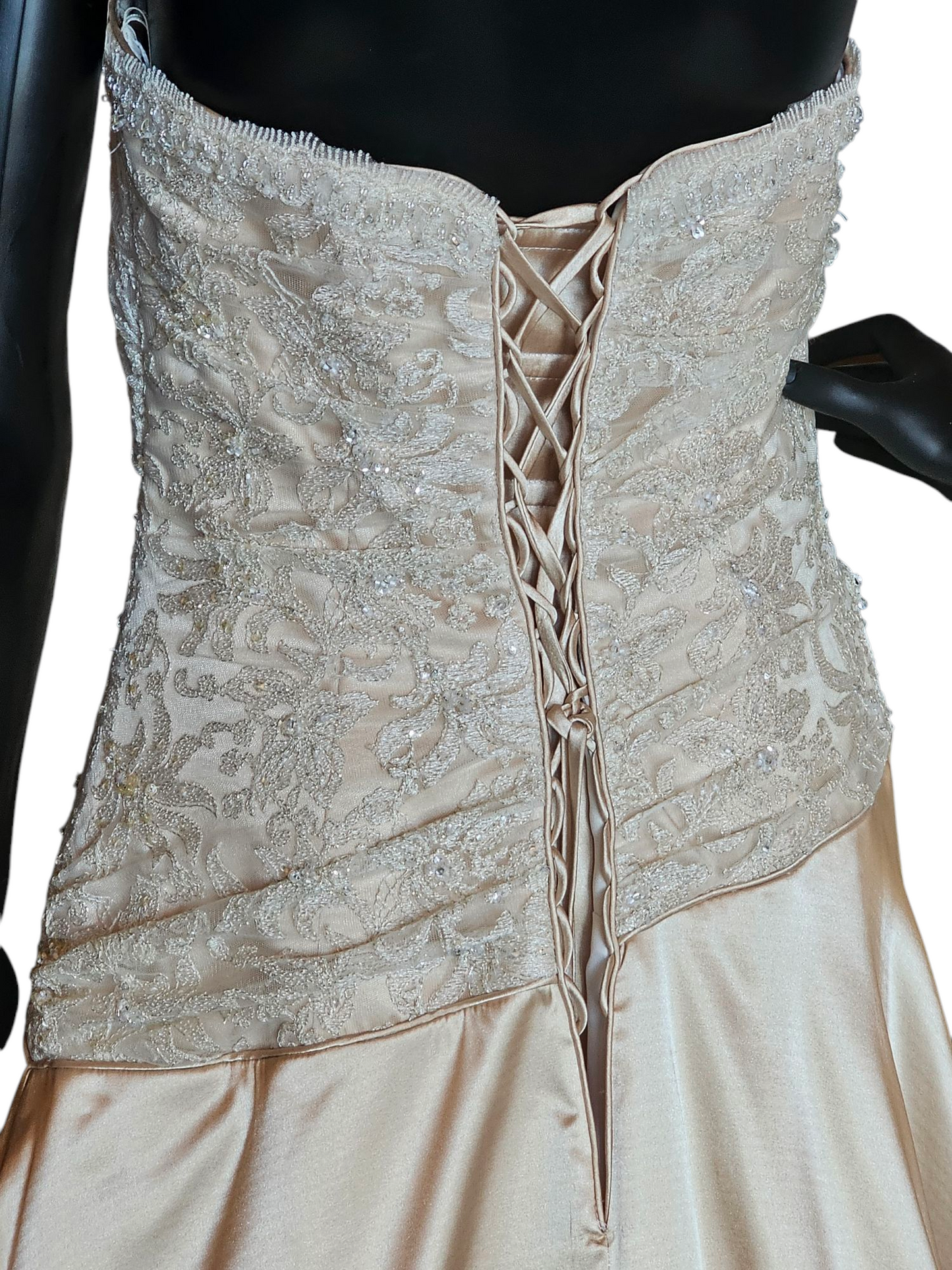 Gold Charmeuse Asymmetrical Wedding Gown - Maggie Sottero