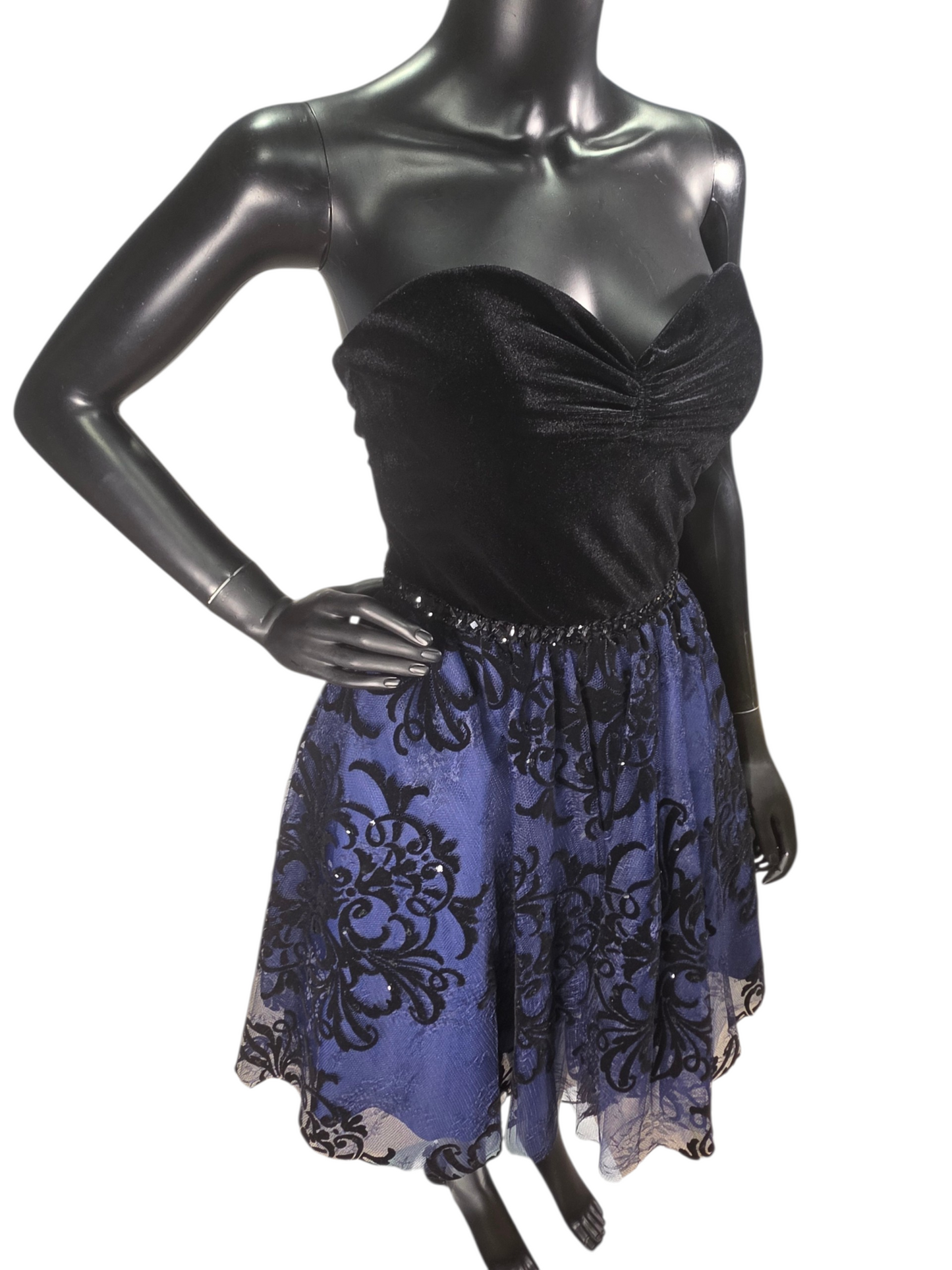 Black/Royal Blue Sweetheart Mini - Mori Lee