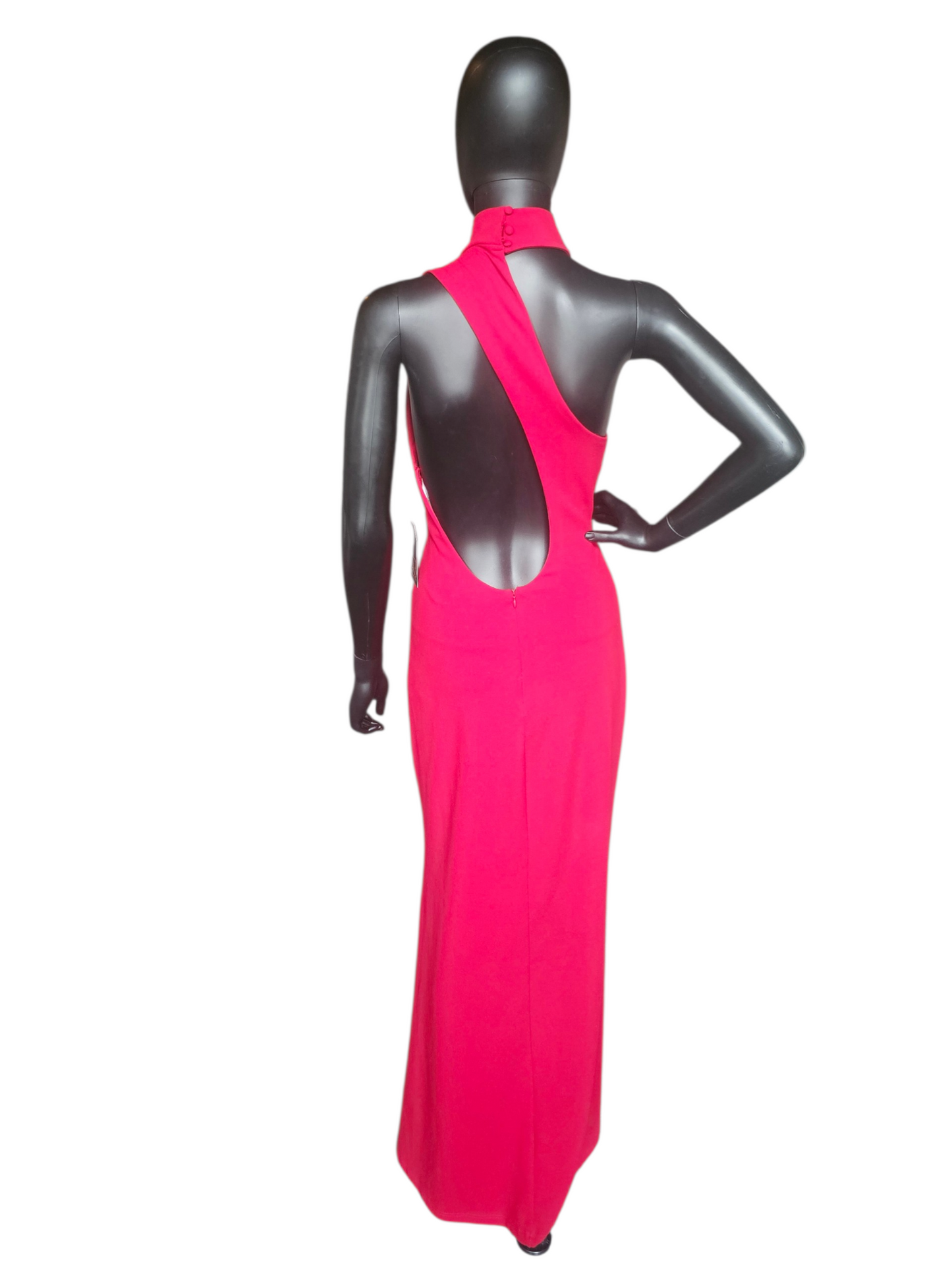 Red Stretch One Shoulder Open Back Fit/Flare Maxi Dress - Lulus