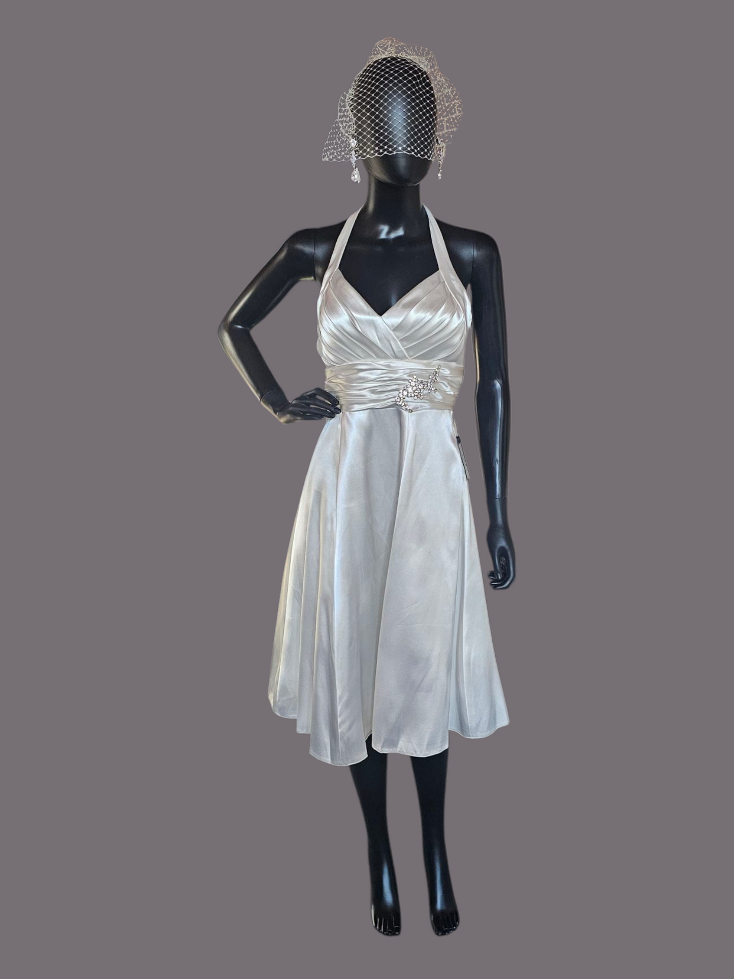 Juju & Christine Silk Satin Short Wedding Gown