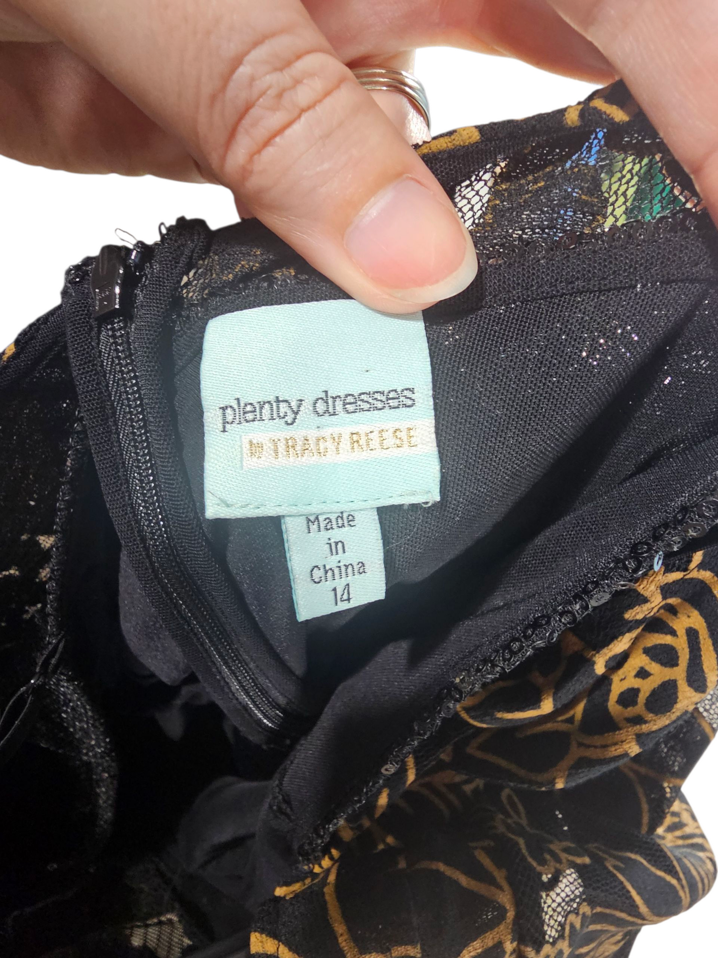 Black and Gold Floral Shimmer Cocktail Dress / Party Dress - Plenty Dresses by Tracy Reese