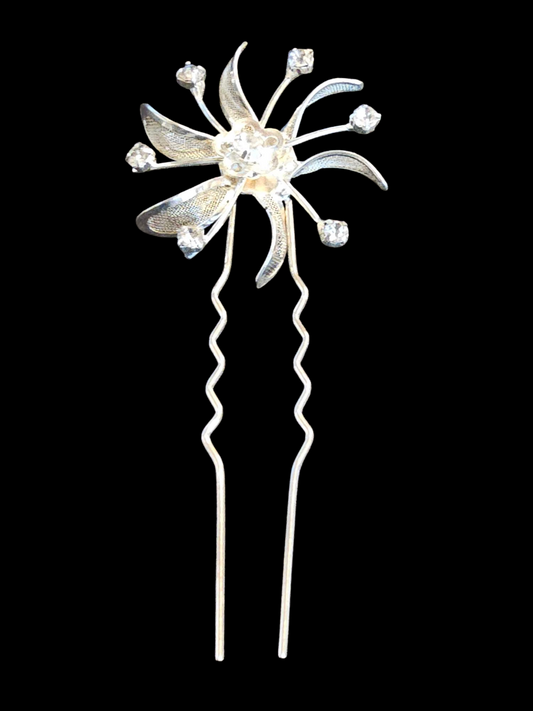 Silver/Crystal Starburst Hair Pin (4 Avail)