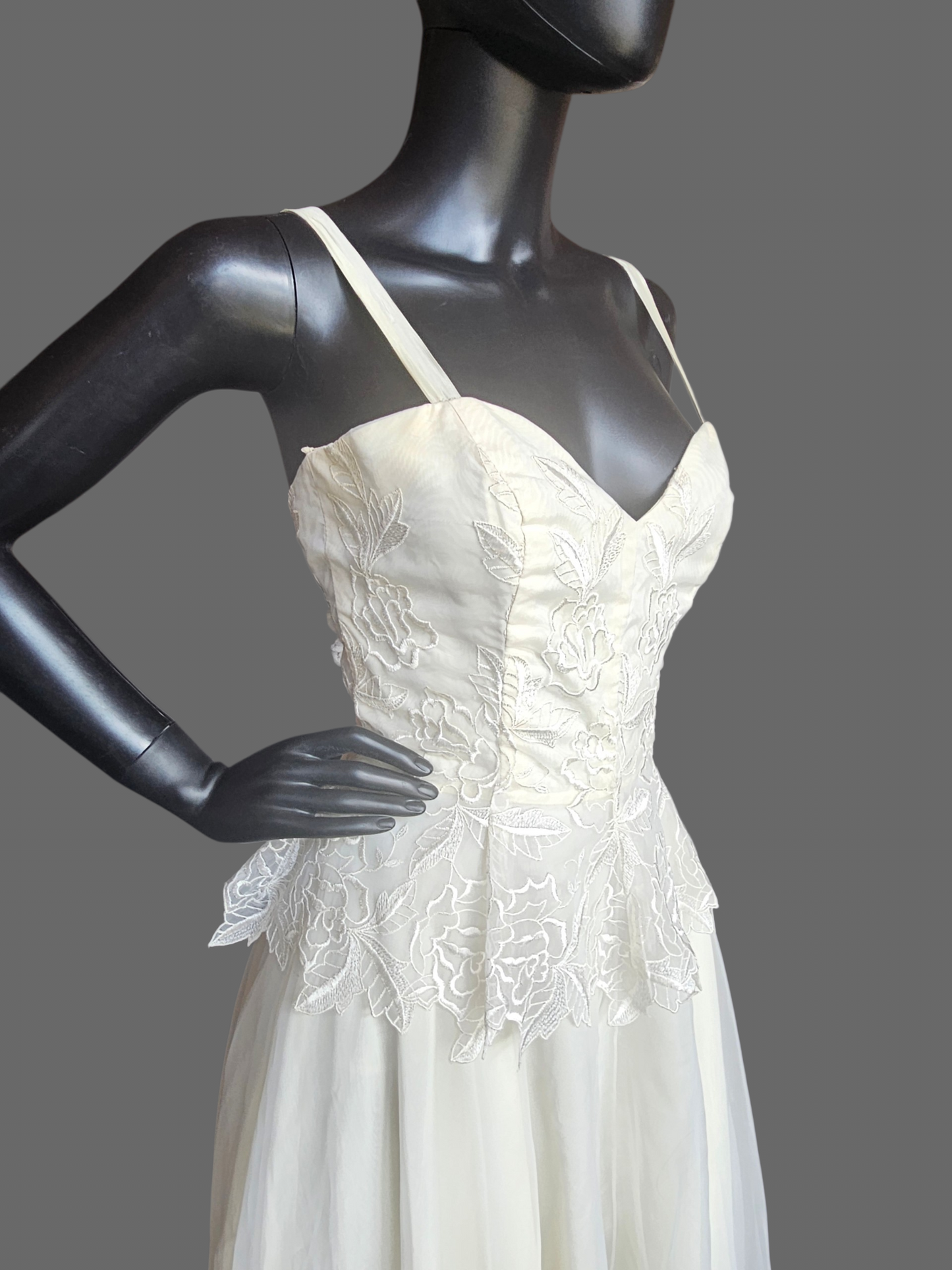 Vintage Embroidered Peplum Ankle Length Wedding Dress