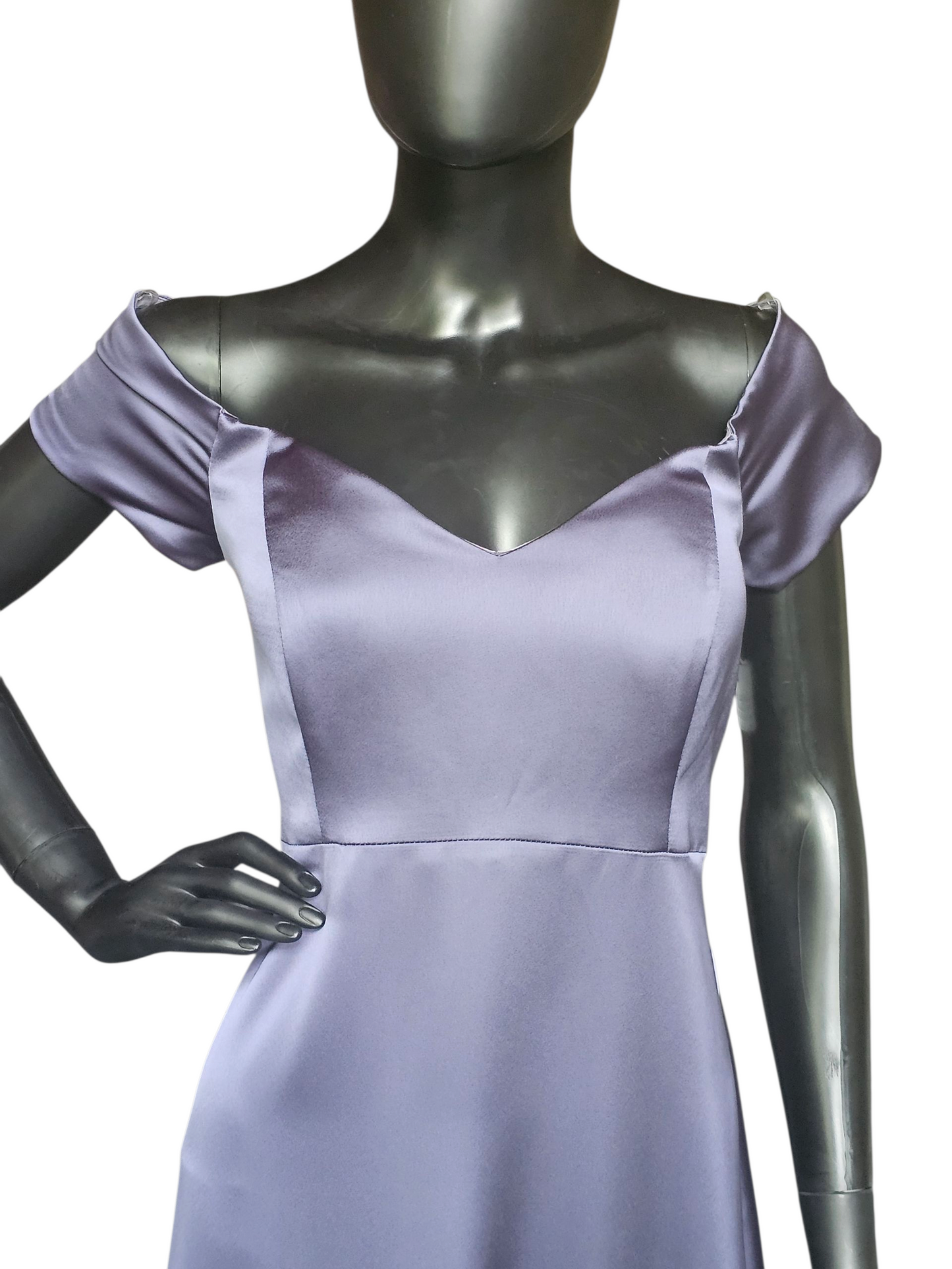 Off Shoulder Dusk Silky Satin Maternity Formal Gown - Mori Lee