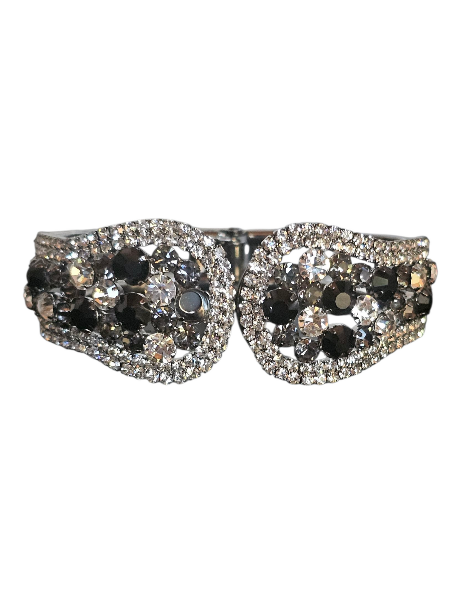 Black/White Rhinestone Cuff Bracelet