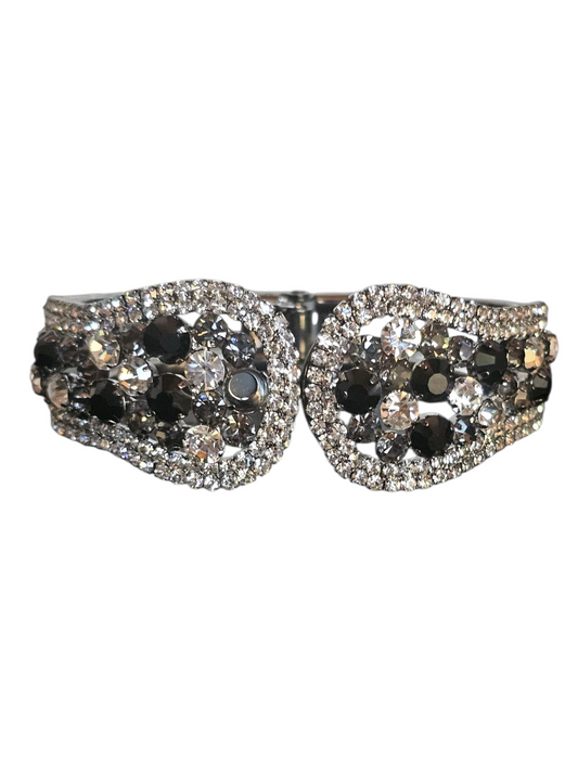 Black/White Rhinestone Cuff Bracelet