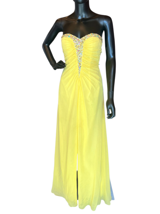 Yellow Strapless Open Back
