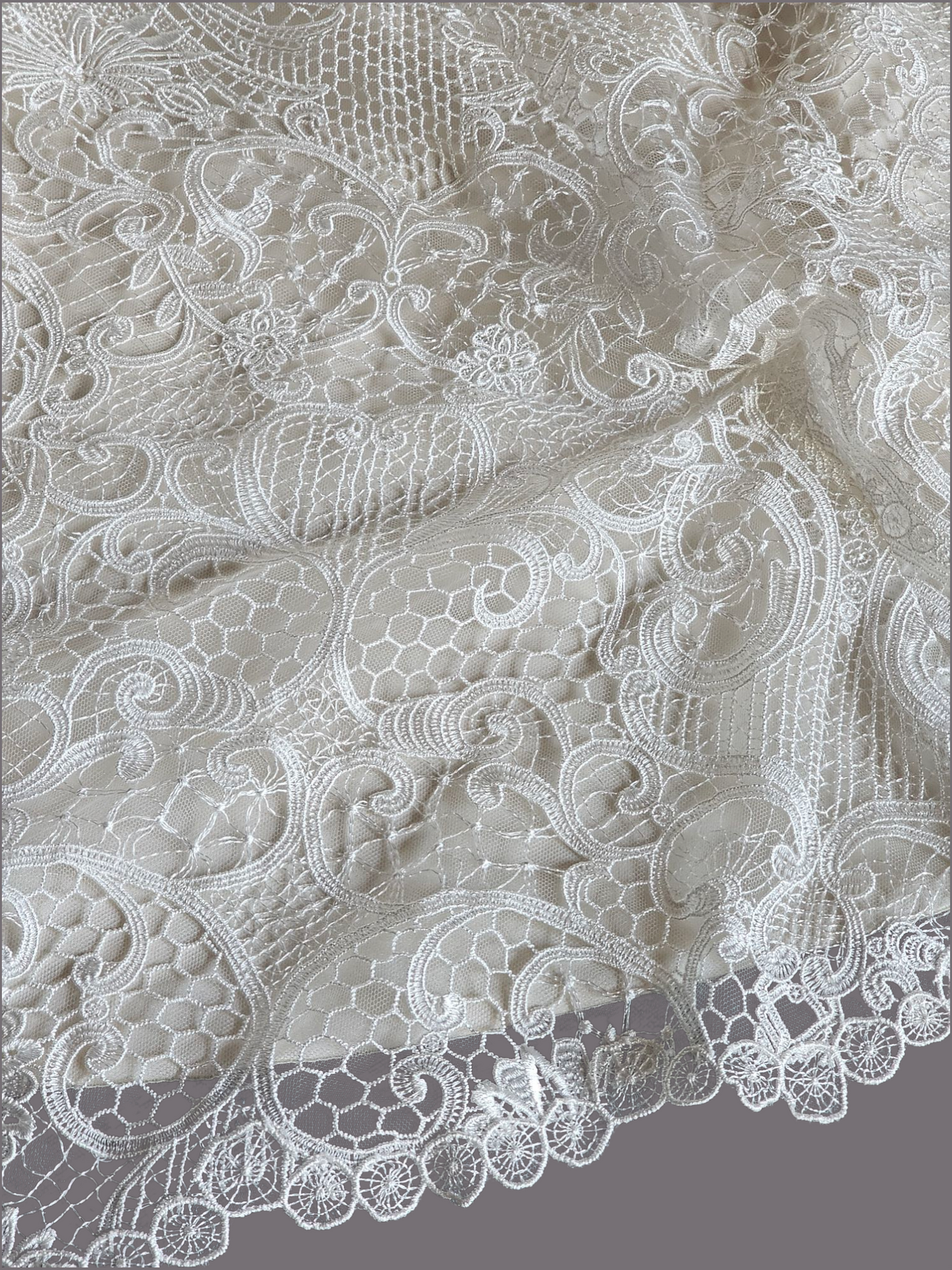 Champagne Silky Satin/Ivory Lace Wedding Gown - Beloved