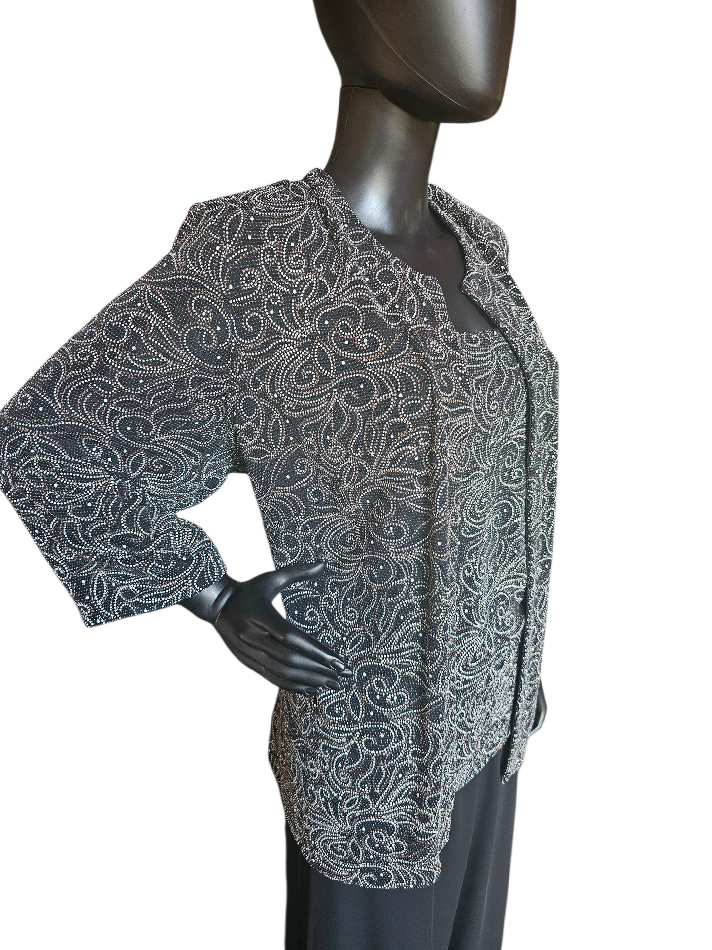 Black/White/Teal 3 Piece Formal Outfit - Alex Evenings