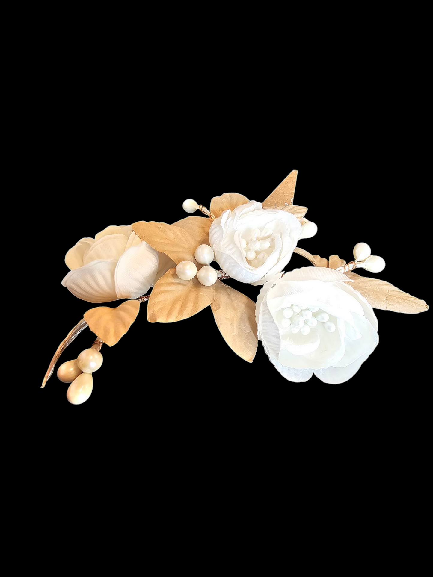 Ivory/Taupe Paper Flower Hair Clip - Marionat
