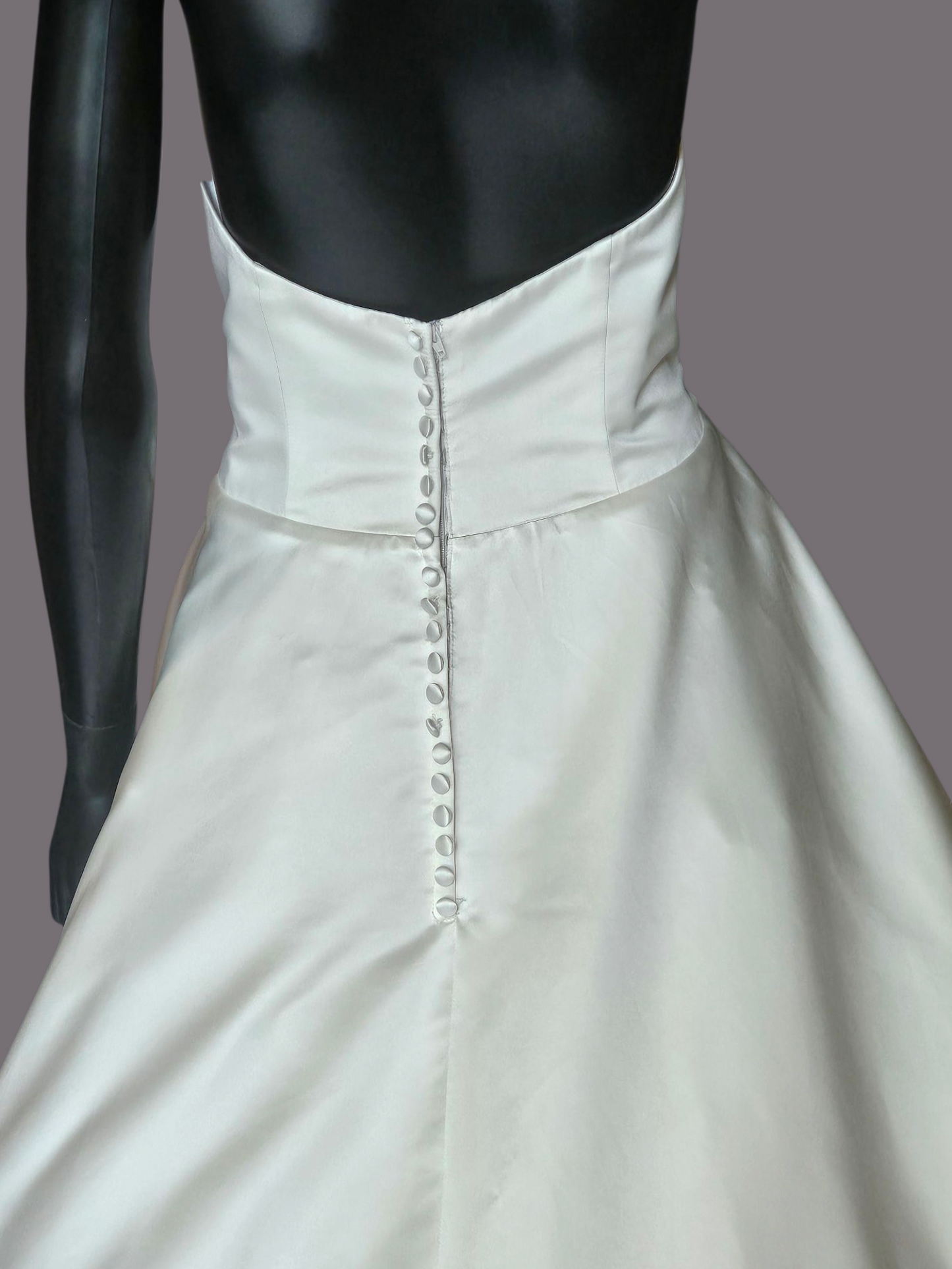 Strapless A-Line Ivory Satin with Scalloped Hem Detail -  Morilee