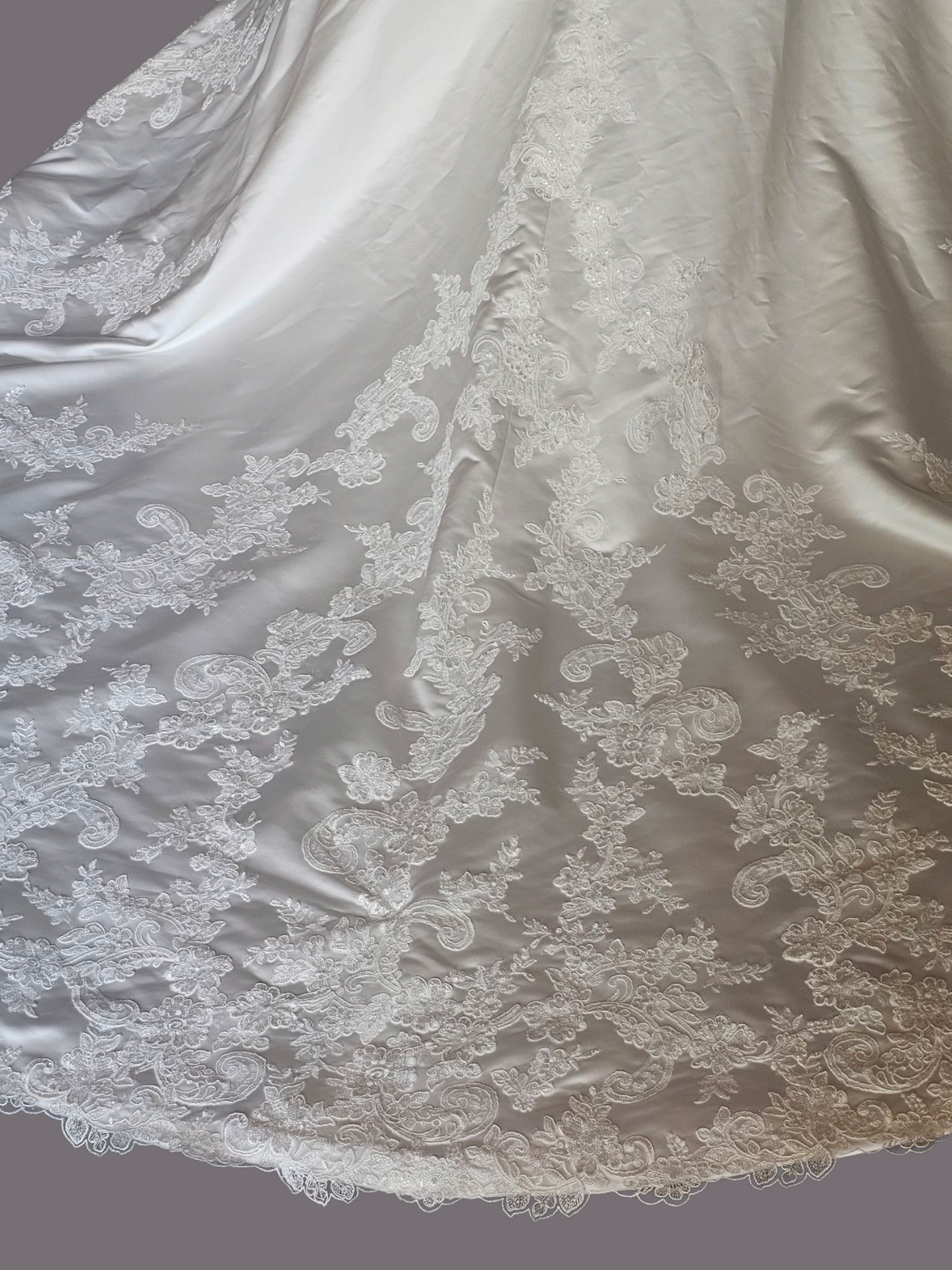 Strapless A-Line Ivory Satin with Scalloped Hem Detail -  Morilee