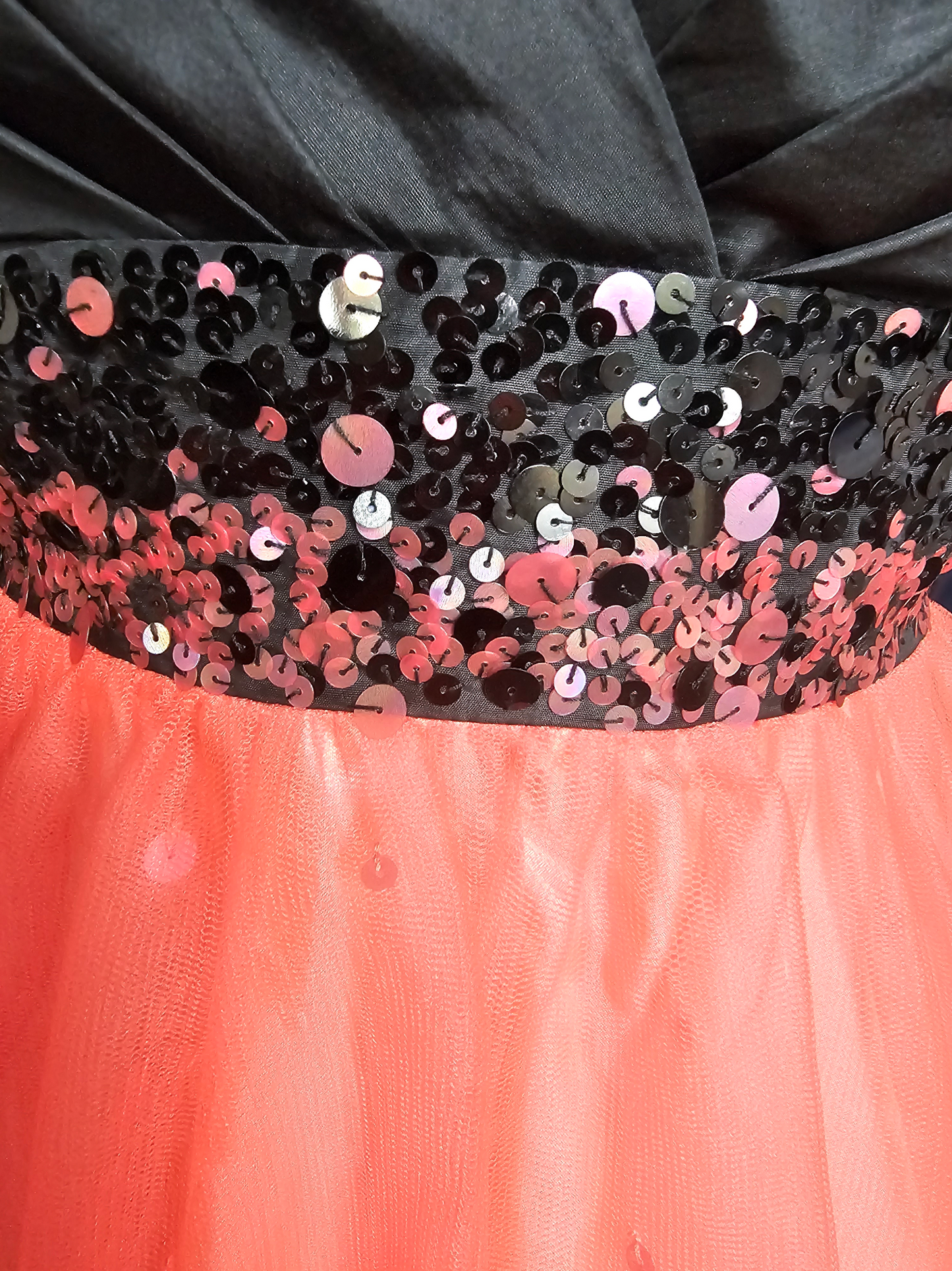 Black/Coral A-Line Tulle Prom Dress - Jump