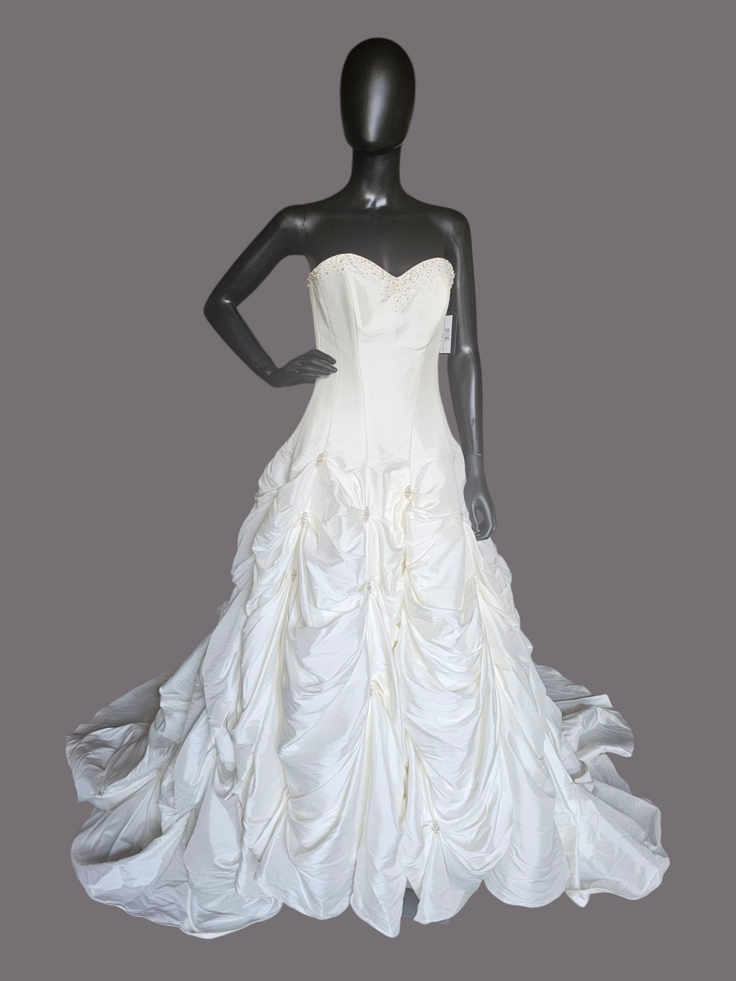 Ivory/Blush Tuck Taffetta Cupcake Wedding Gown- Maggie Sottero Couture