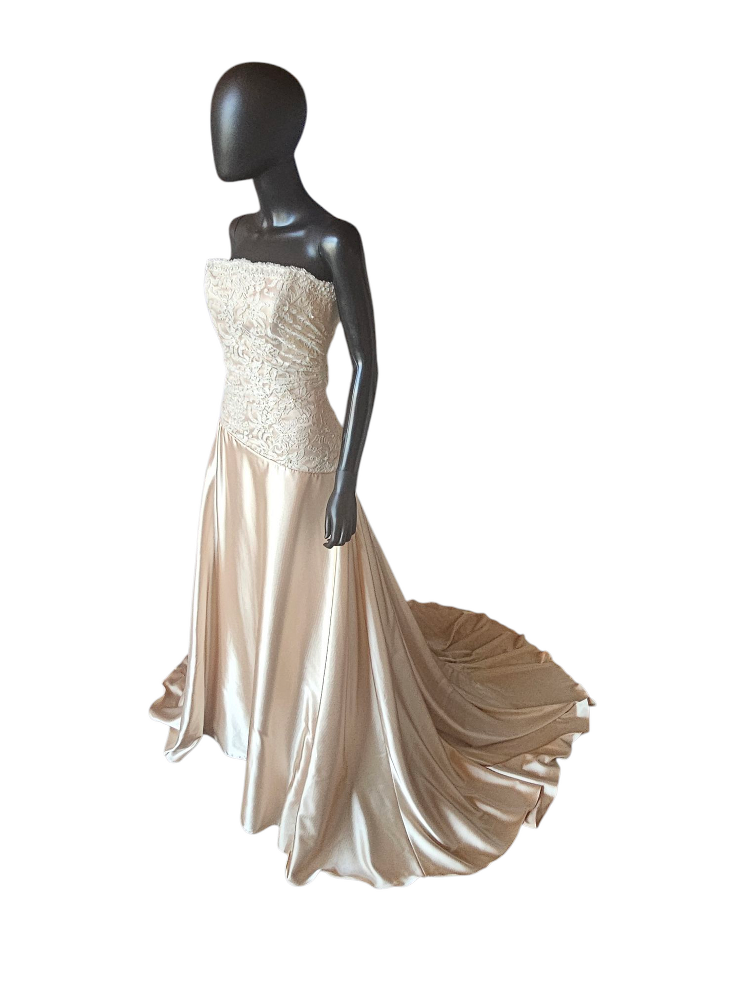 Gold Charmeuse Asymmetrical Wedding Gown - Maggie Sottero