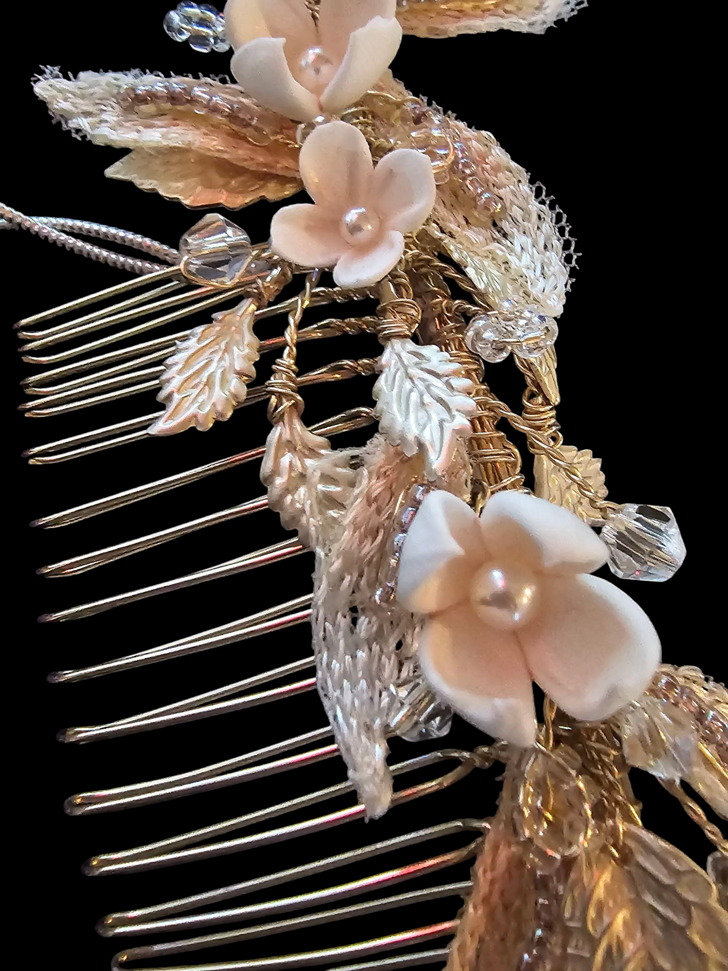 Clay Flower/Soft Gold Hair Comb - Marionat