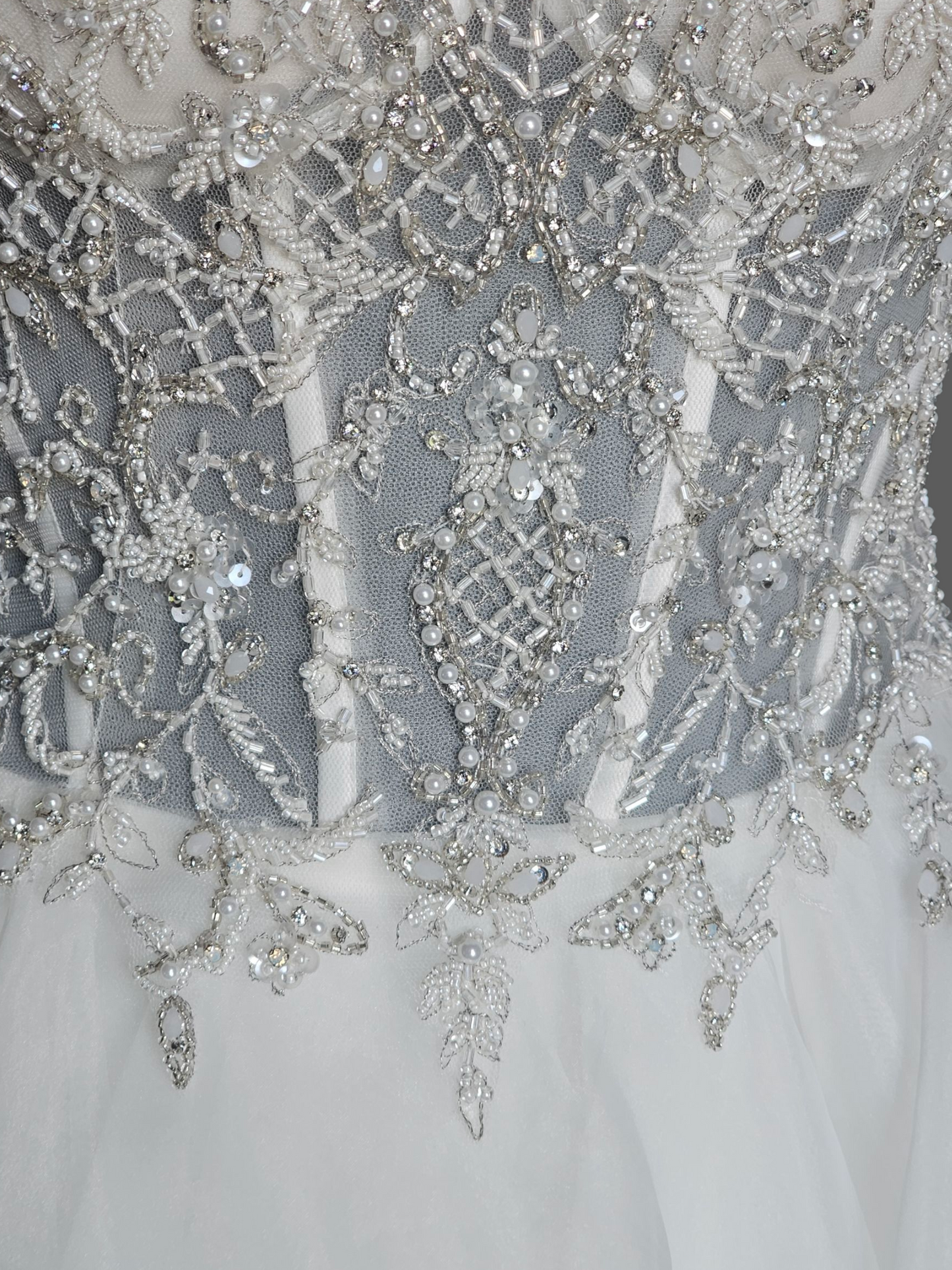 Ivory Horsehair Tiered Illusion Halter A-line NWOT Wedding Gown - Mori Lee