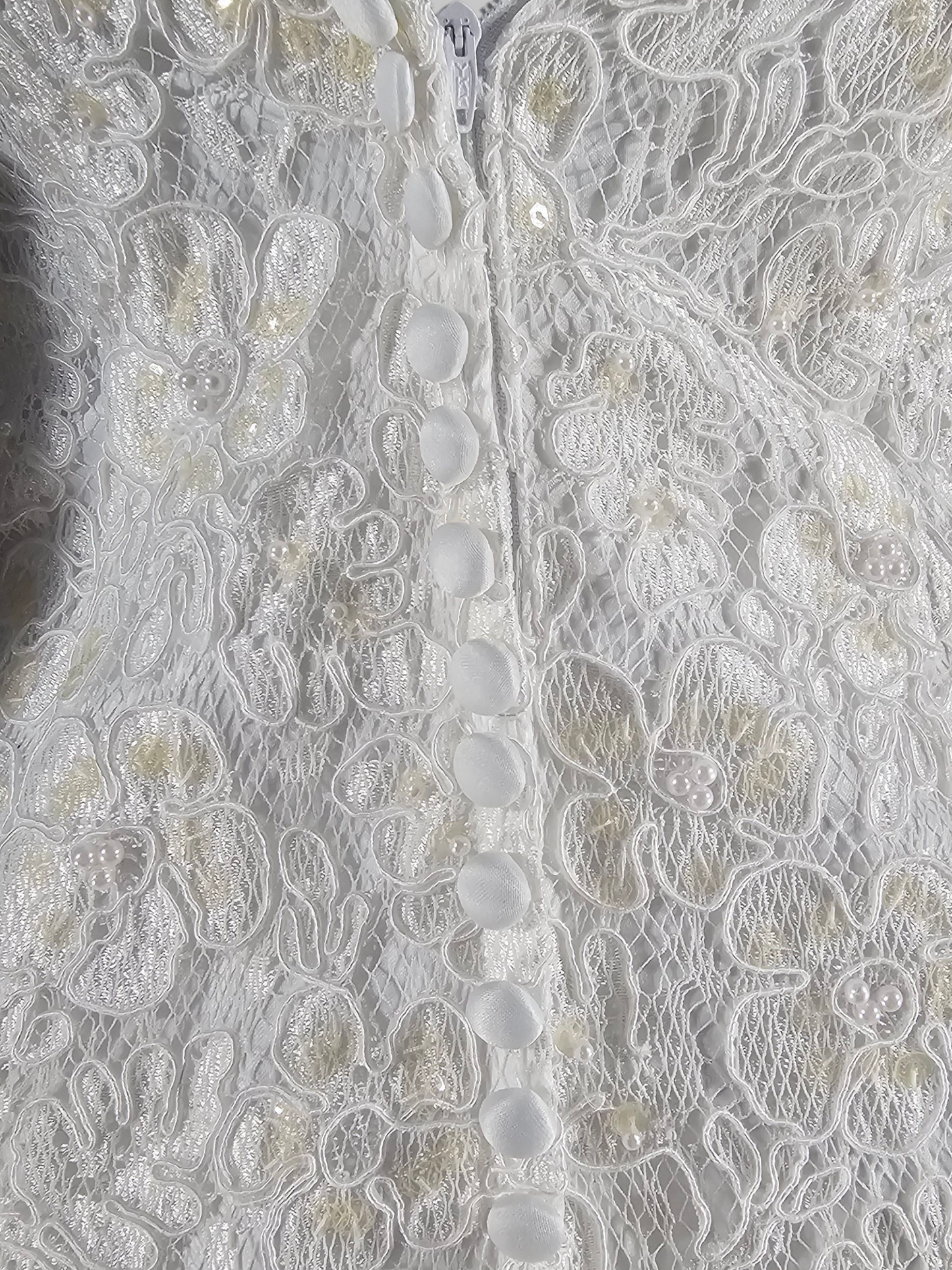 Short White Embellished Lace Wedding Gown