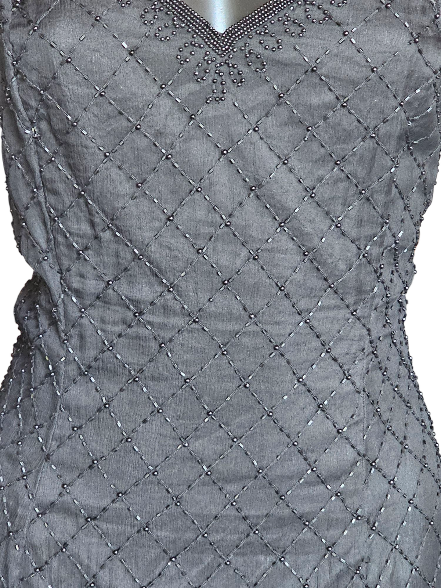 Vintage Black Silk Beaded Formal - Steney