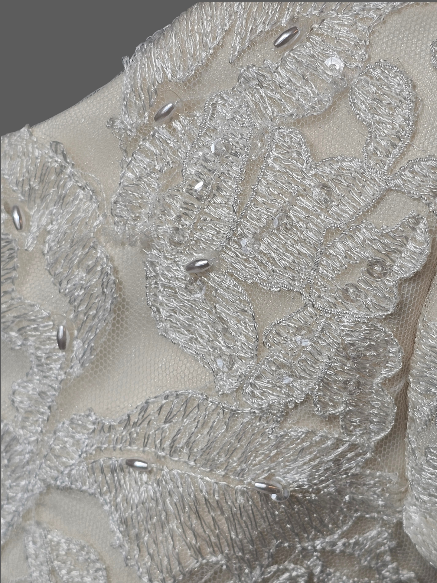 Champagne A-Line Cap Sleeve Floral Embroidered Wedding Gown - Bliss