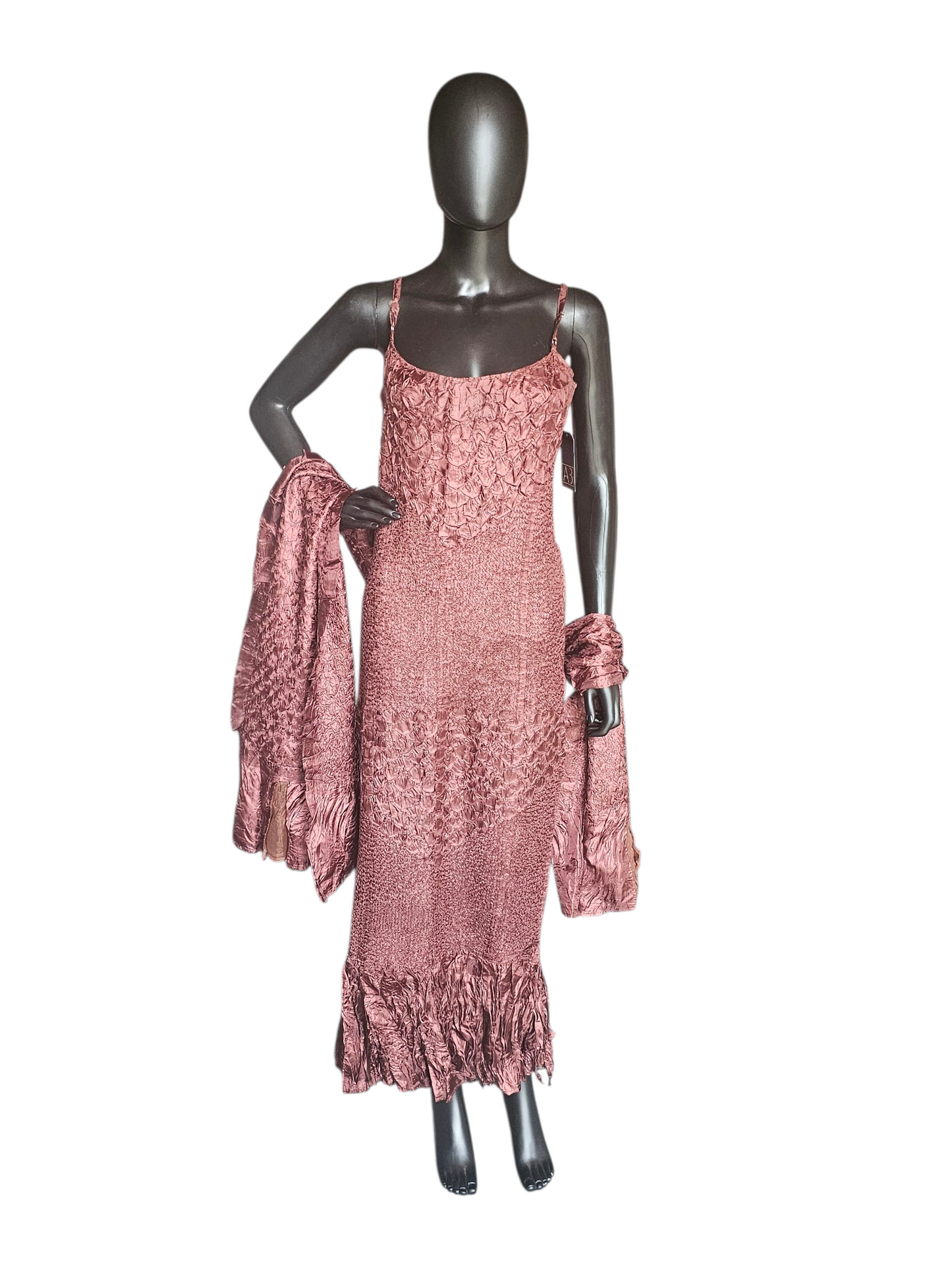 Crushed Silk Burgandy Formal Dress W/Shawl
