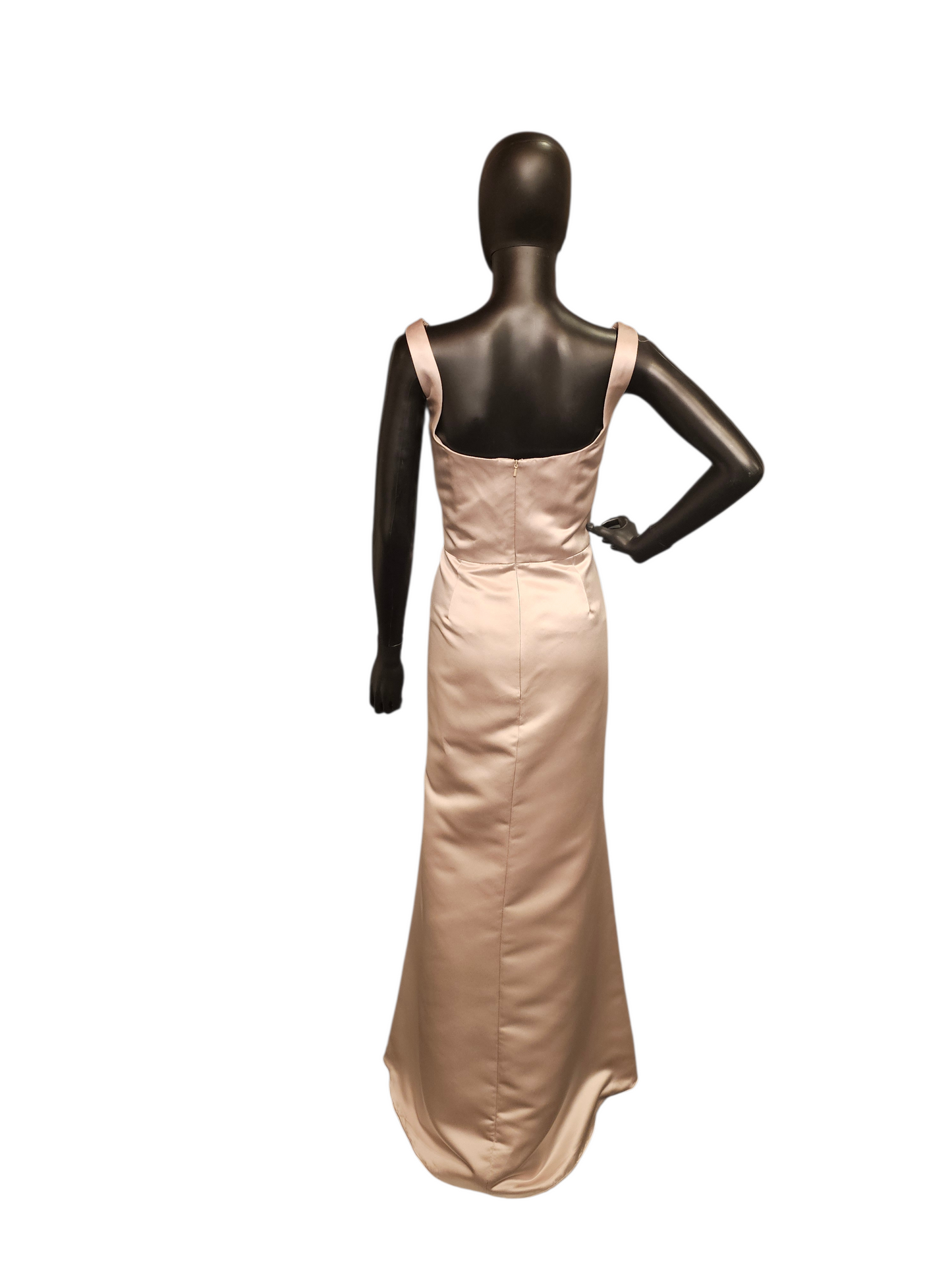 Hayley Paige Satin Fitted Scoop Candlelight Maxi Formal Dress