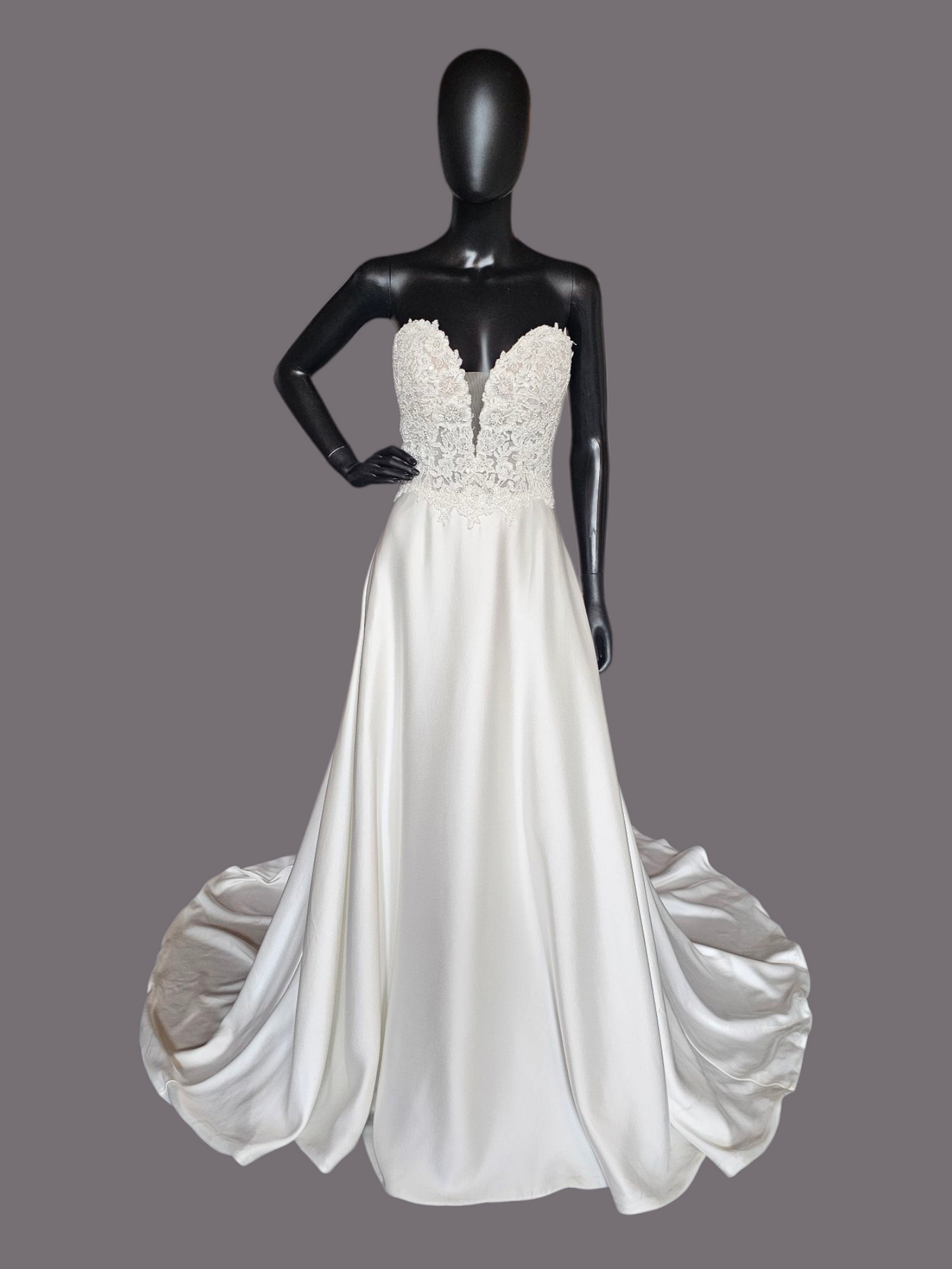 Sweetheart Beaded Satin Wedding Gown - Rebecca Ingram