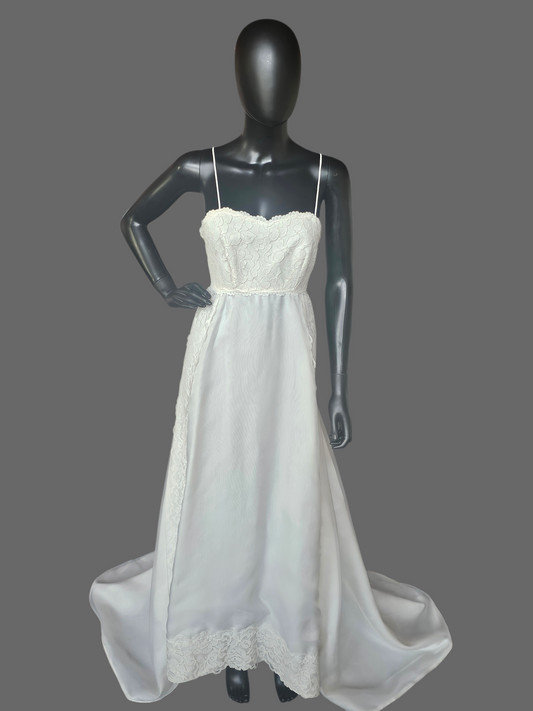 Vintage Lace Spaghetti Strap Boho Wedding Gown - Remade/Renewal