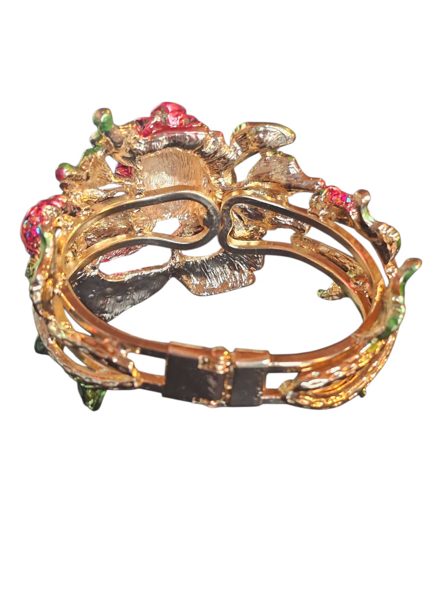 Gold Crystal Rose Cuff Bracelet