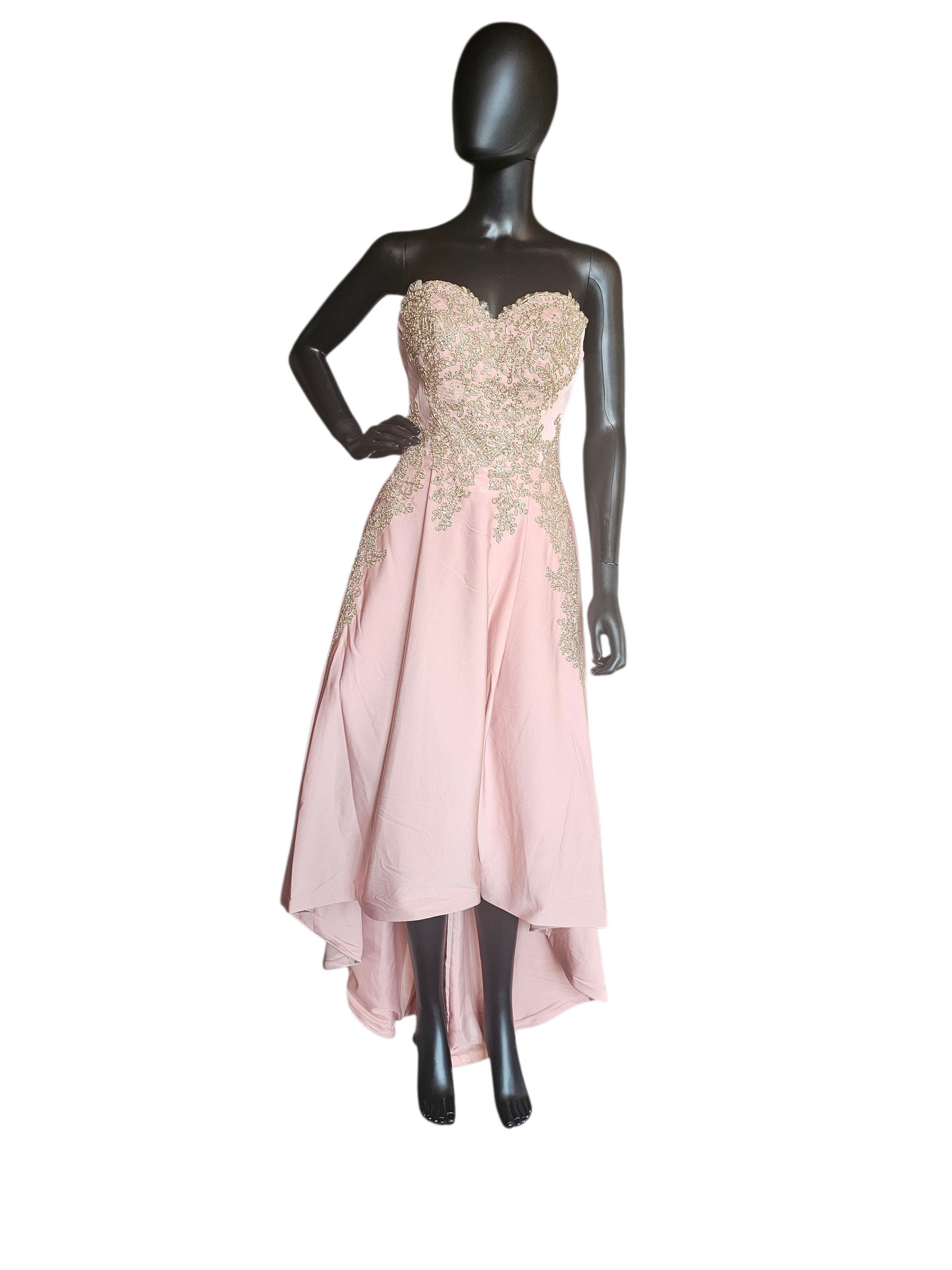 Dusty Rose/Gold High Low Formal Dress - LA Merchandise