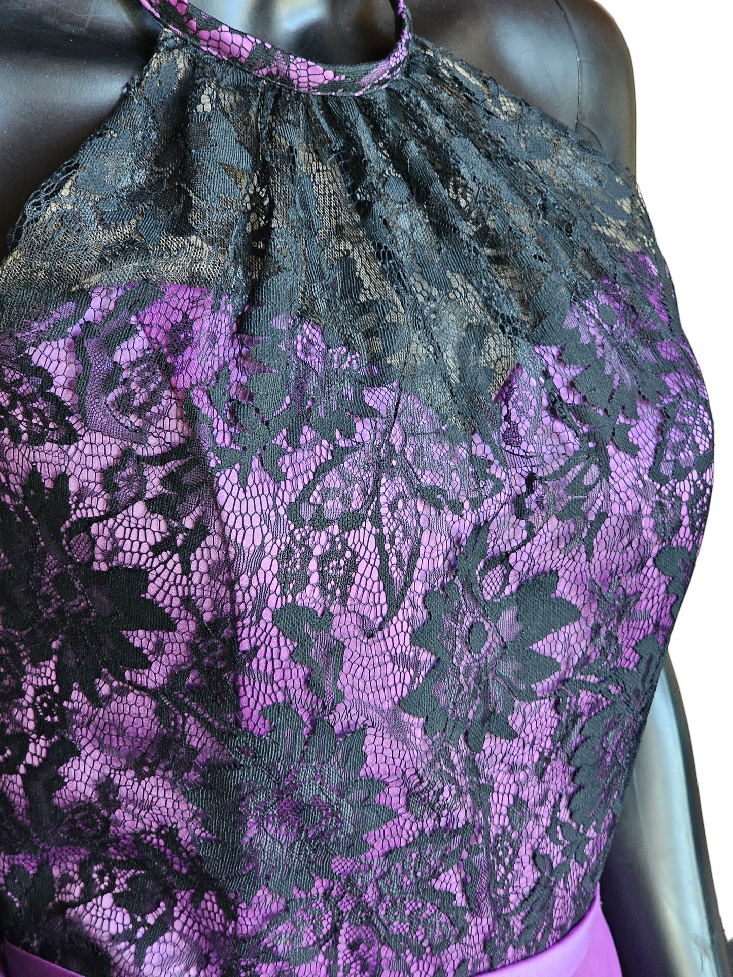 Purple/Black Lace Halter Party/Cocktail Dress - Da Vinci