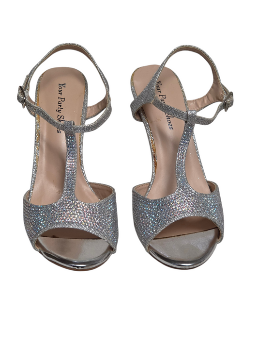 Silver Sparkle T-Strap Open Toe Shoes - Your Party