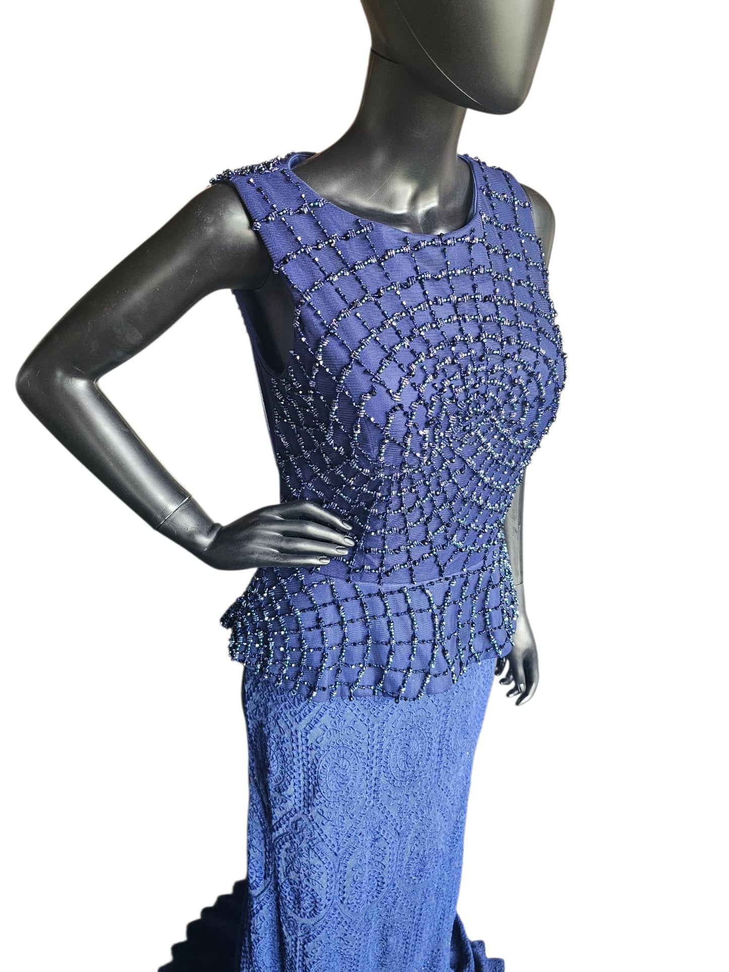 Navy Blue Beaded/Lace - Lara