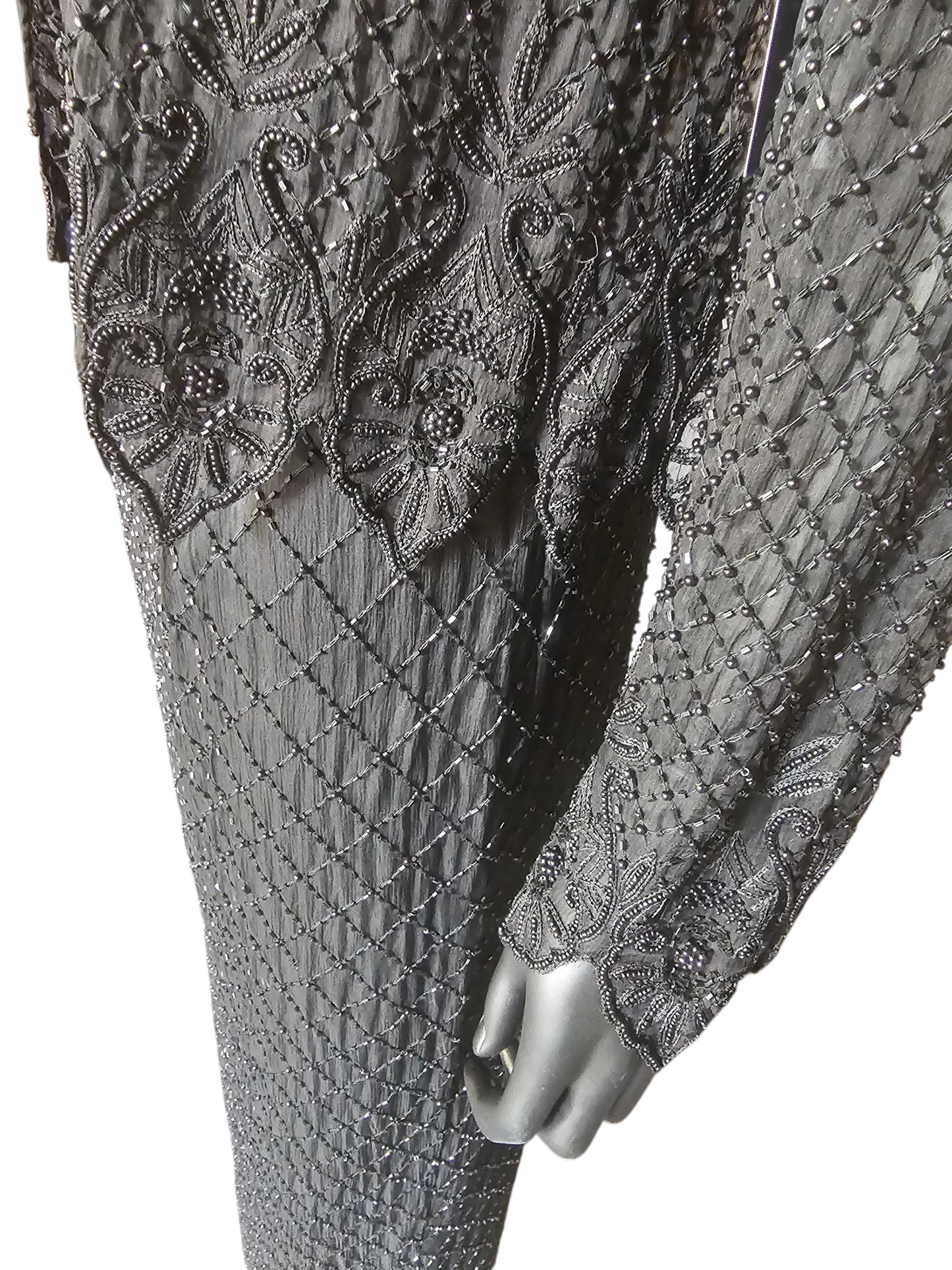 Vintage Black Silk Beaded Formal - Steney