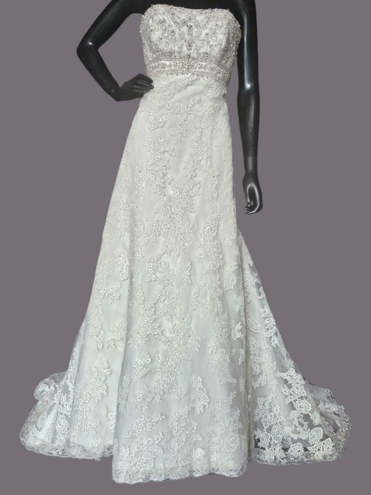 Ivory Lace Strapless Empire Waist Wedding - Morilee