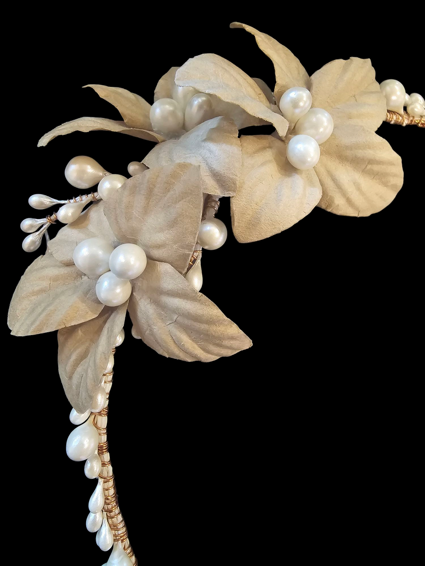 Twisted Wire Floral Ivory/Taupe Headpiece - Marionat