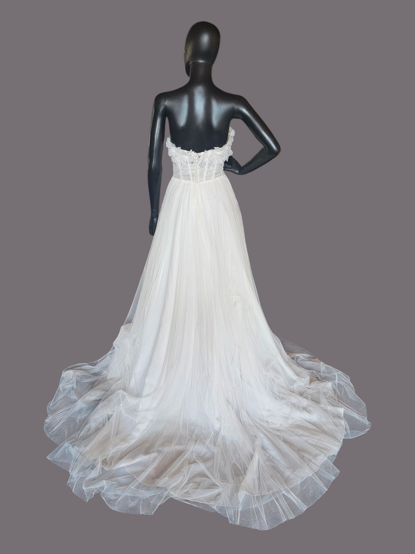 Ivory/Latte Floral Full Tulle Wedding Gown - Sincerity