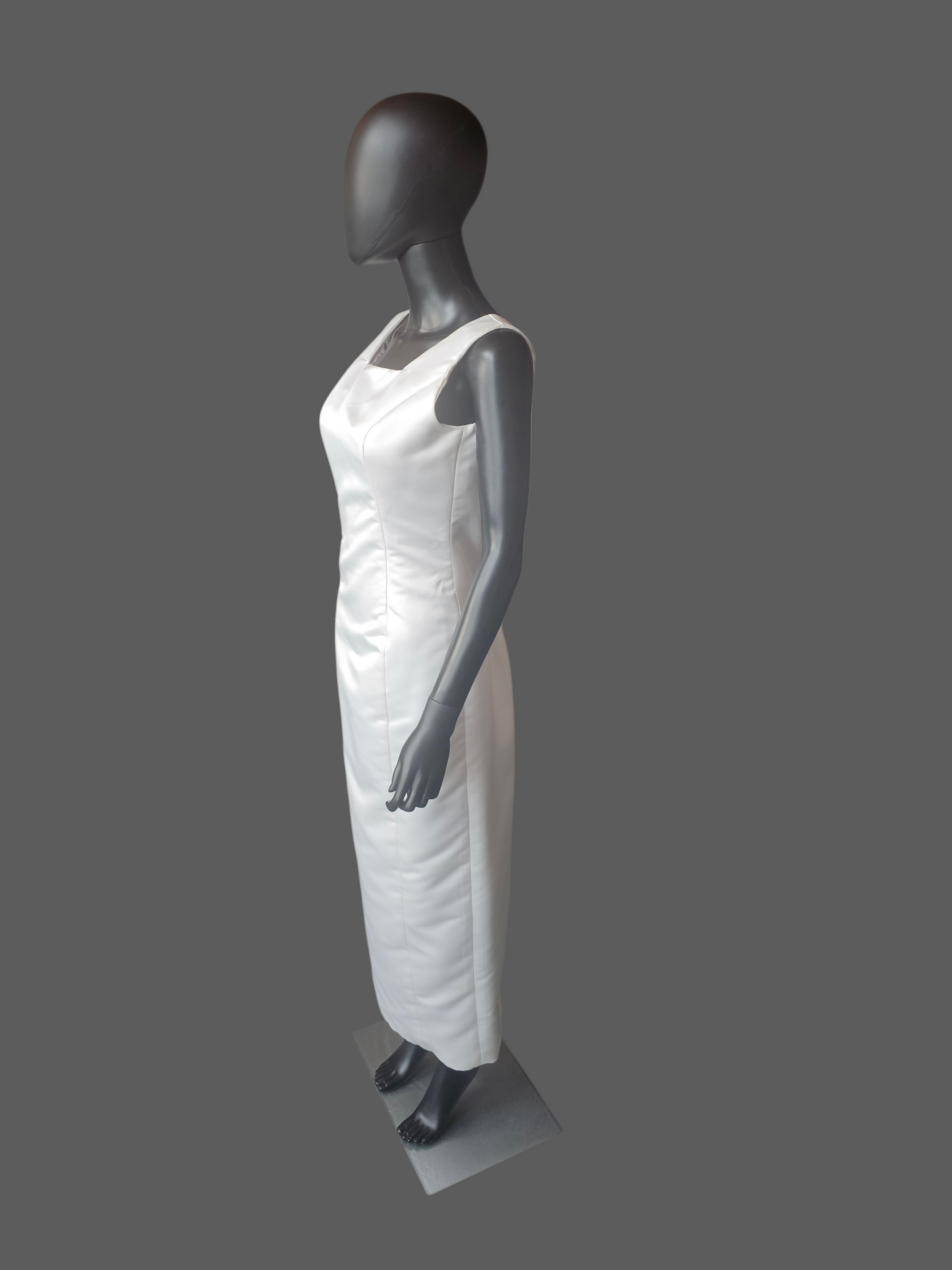 Vintage White Square Neck Detached Rose Train Wedding Gown - Galina