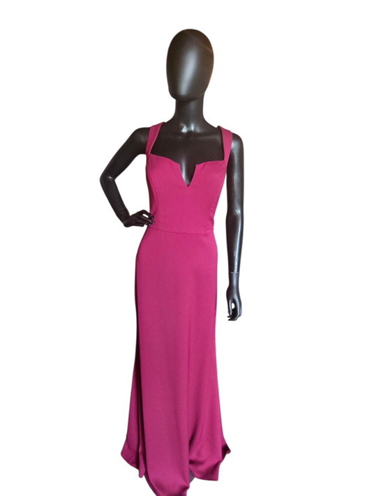 Burgundy Fitted Gown - Hayley Paige - Full Length Formal Gown