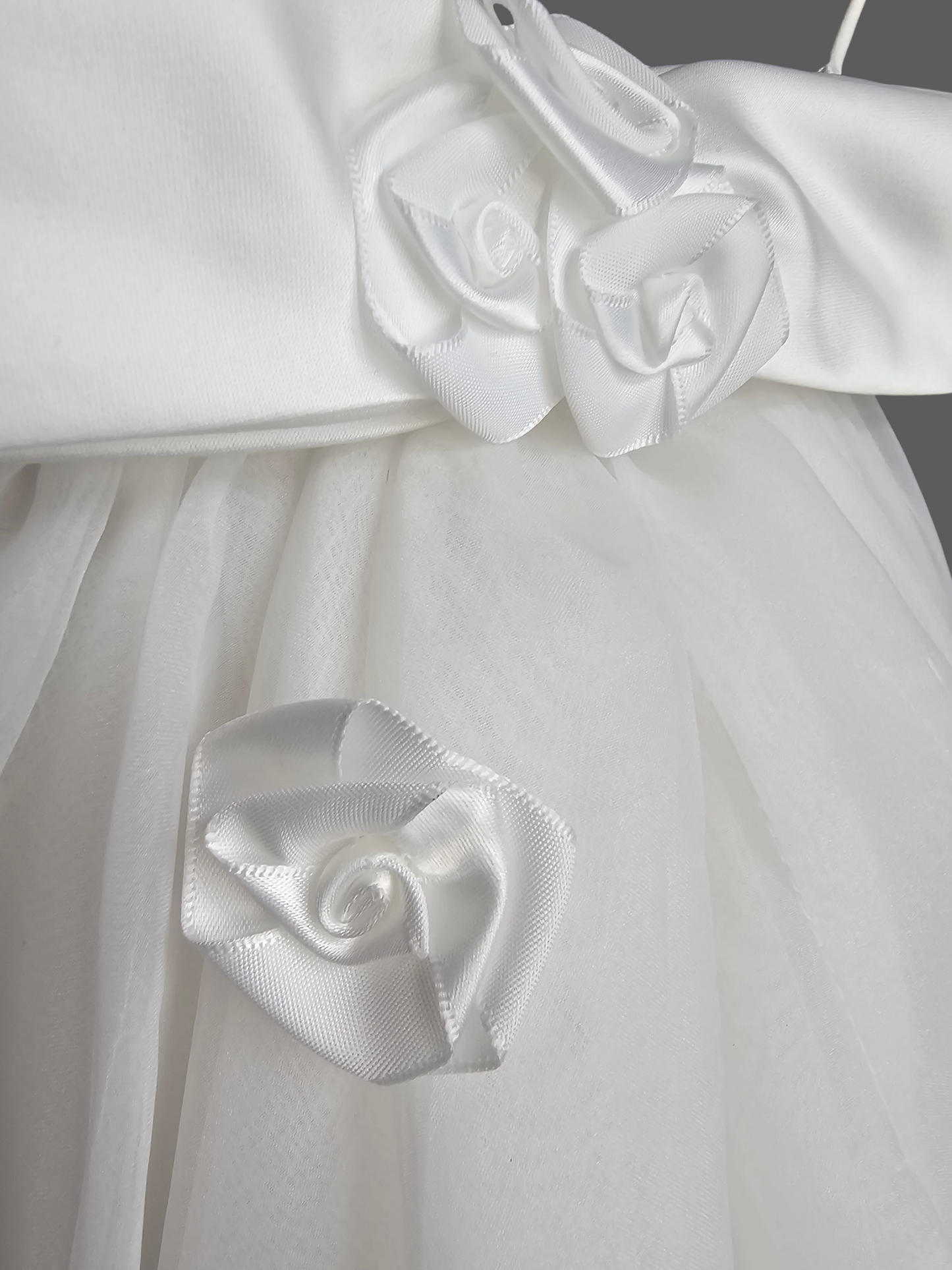 Vintage White Square Neck Detached Rose Train Wedding Gown - Galina