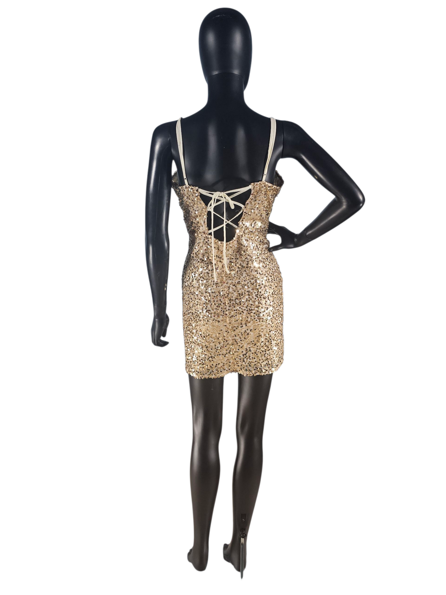 Gold Sequin Spaghetti Strap Cocktail Dress / Party Dress - Wild Fable