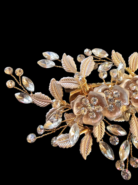 Rose Gold Floral Hair Clip