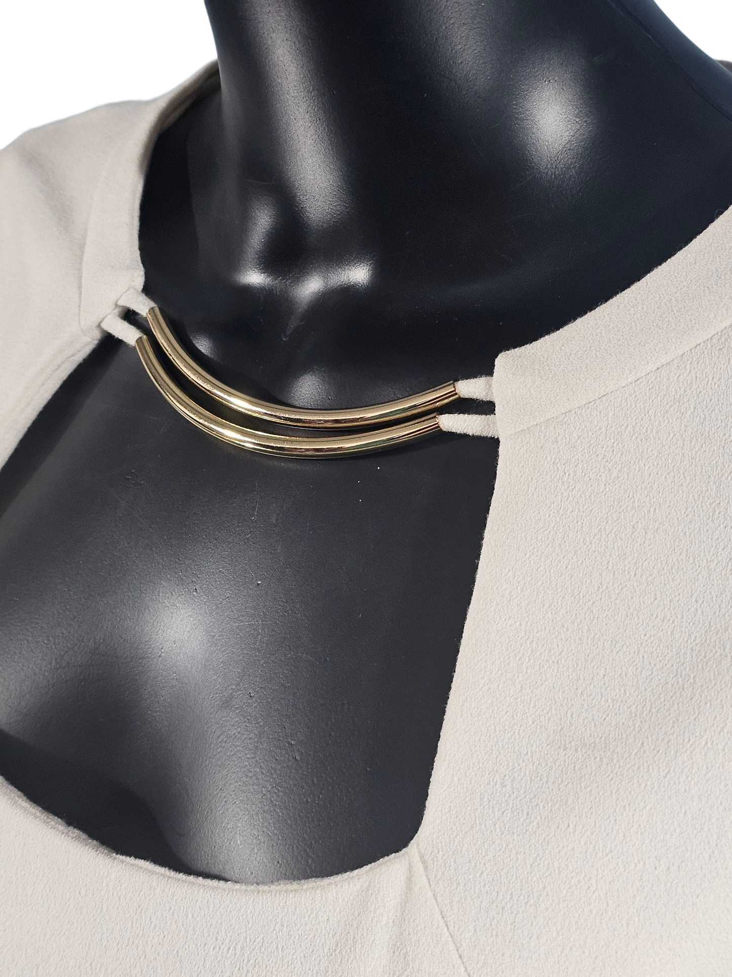 BCBG Cream/Gold Necklace Sheath Dress