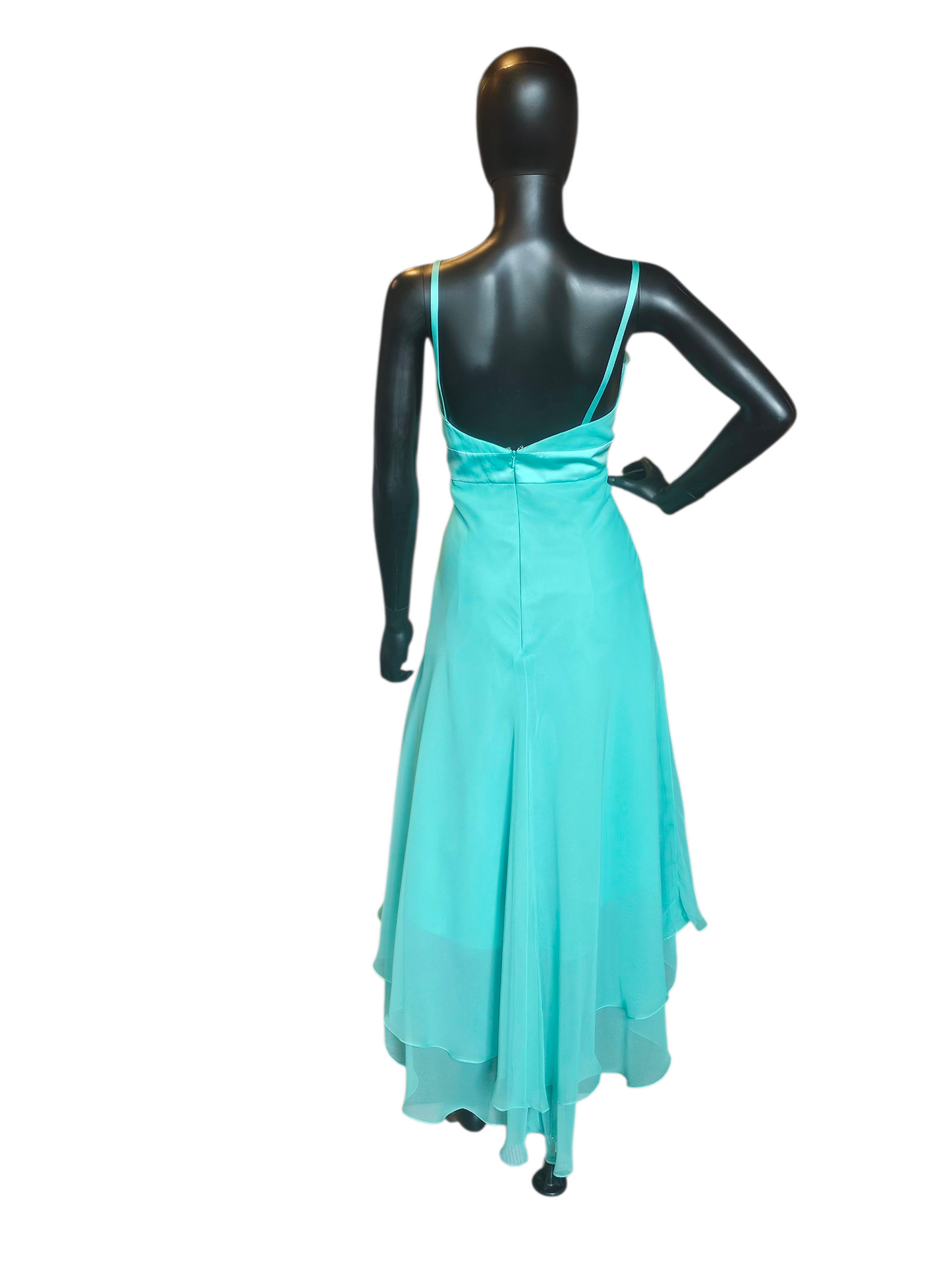 Turquoise Chiffon High-Low Formal Dress - Da Vinci