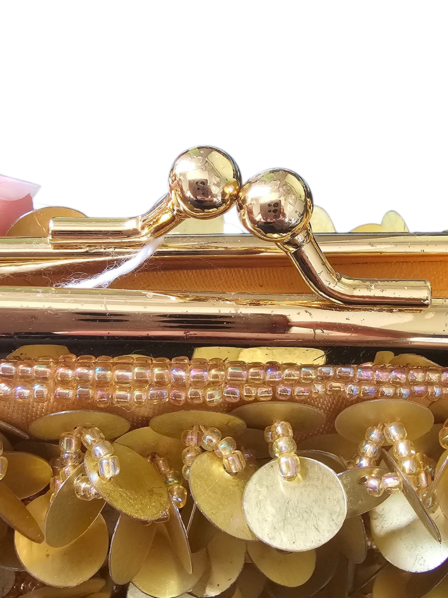 Gold Beaded Coin Handbag