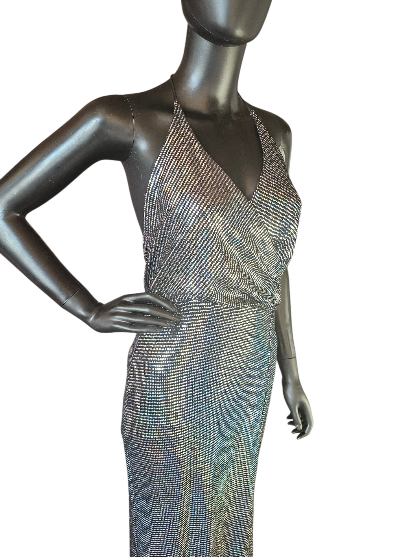 Multicolor Mirror Stretch Halter Party/Formal Dress