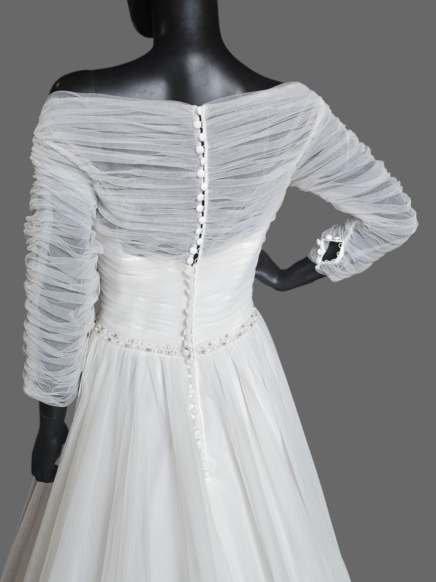 Tulle Wrap Sleeve Off Shoulder A-Line Wedding Gown - Mori Lee