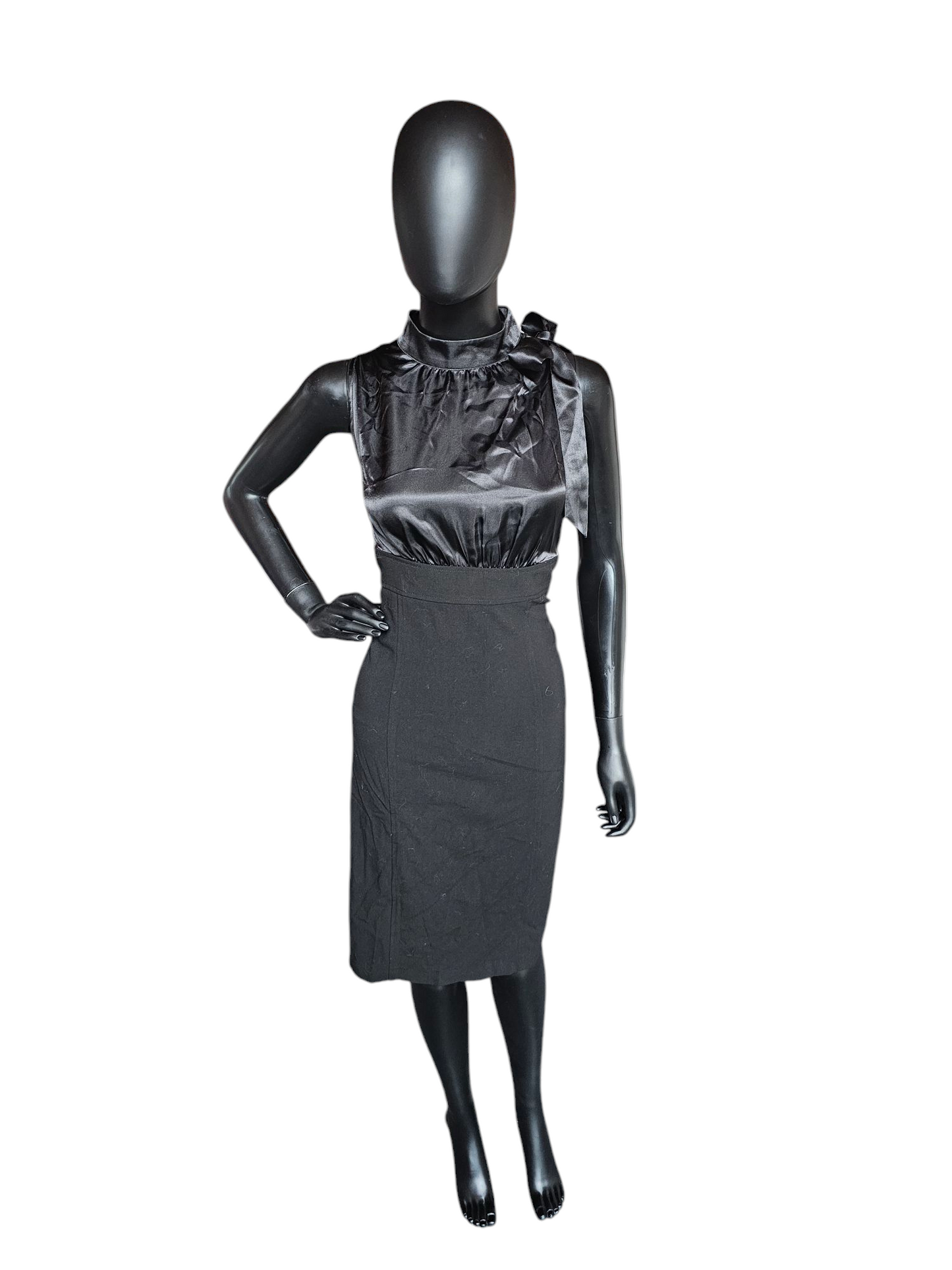 Black Pencil Skirt Satin Halter
